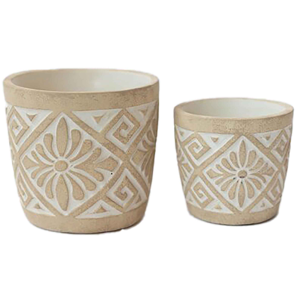Pot en ciment à motifs beige et crème, 4,25" x 4" (petit)