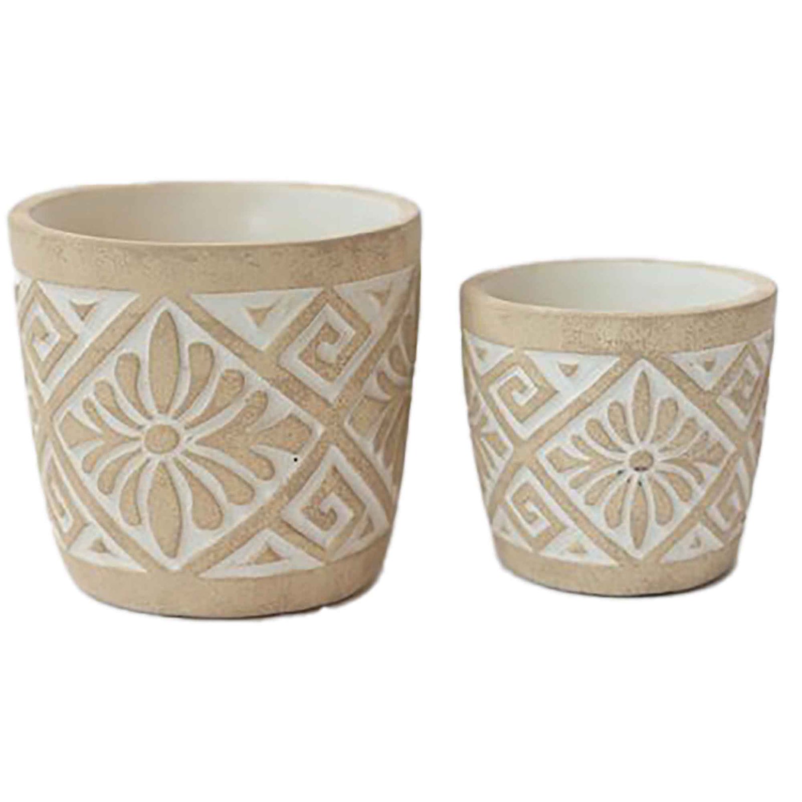 Pot en ciment à motifs beige et crème, 4,25" x 4" (petit)