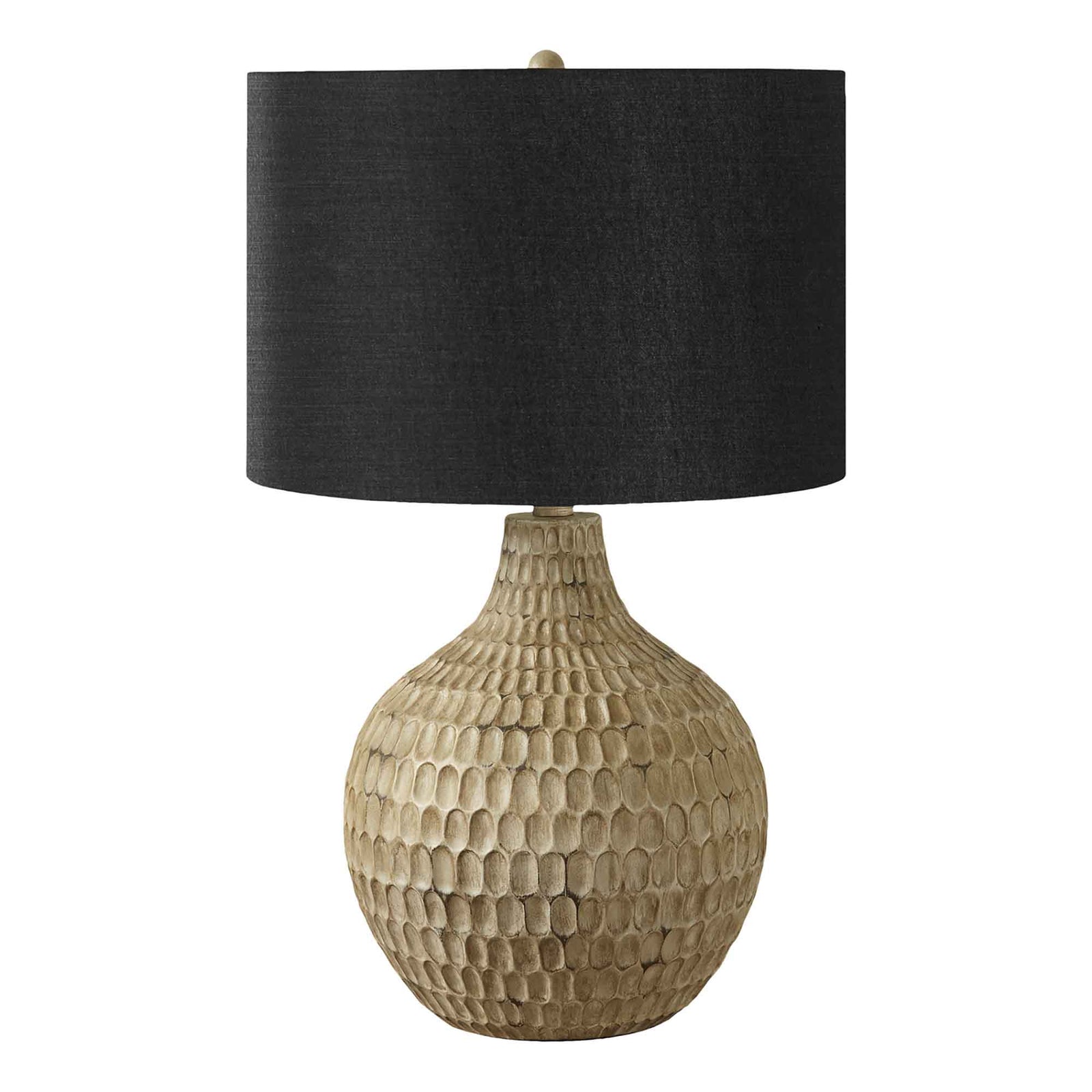 Lampe de table en résine brune avec abat-jour noir, 25"