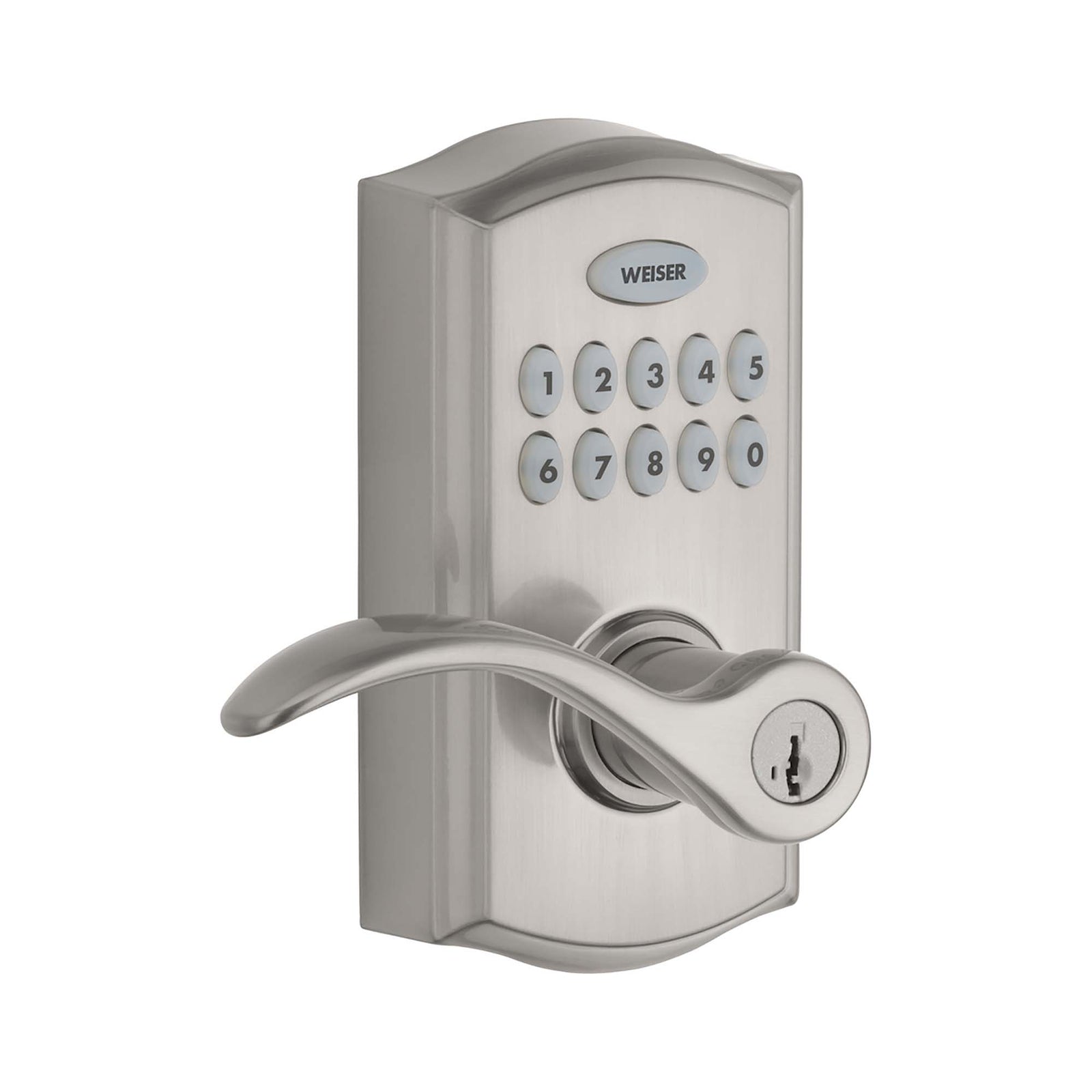 Poignée électronique de grade commercial Smart Code 10 avec levier Toluca, nickel satiné