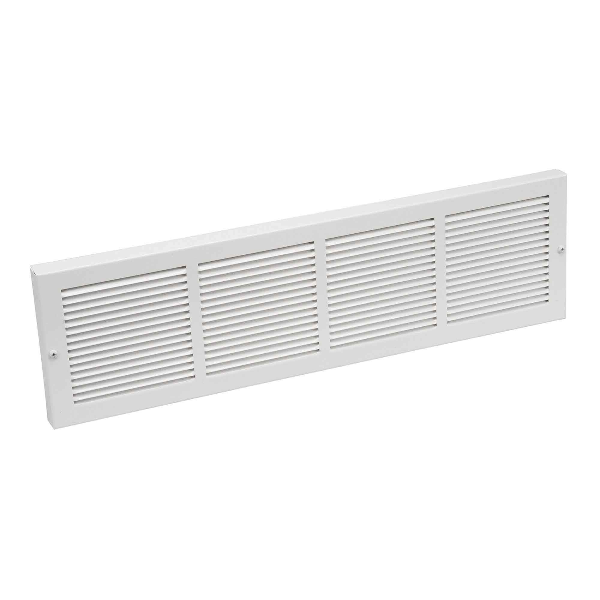 Grille de plinthe de retour d'air en acier peint en blanc, 24" x 6"