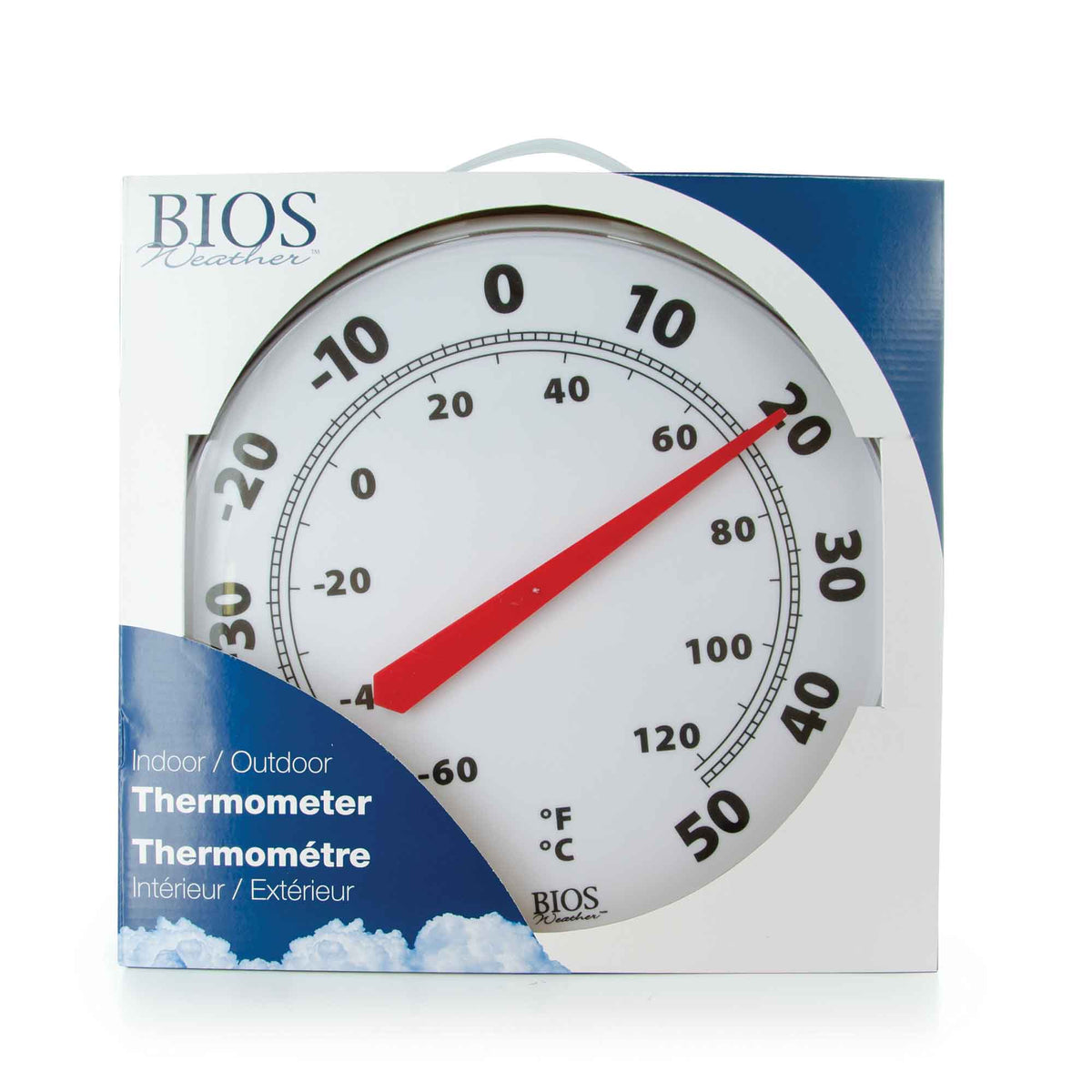 Thermomètre rond pour l'intérieur ou l'extérieur, 12'' (blanc et noir)