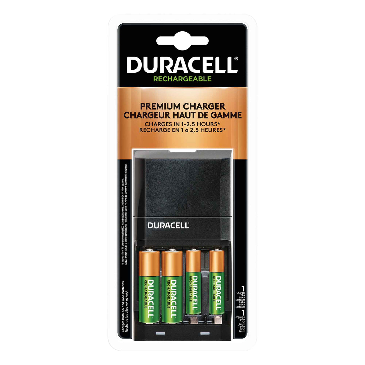 Chargeur de piles NiMH, 4 piles rechargeables incluses 