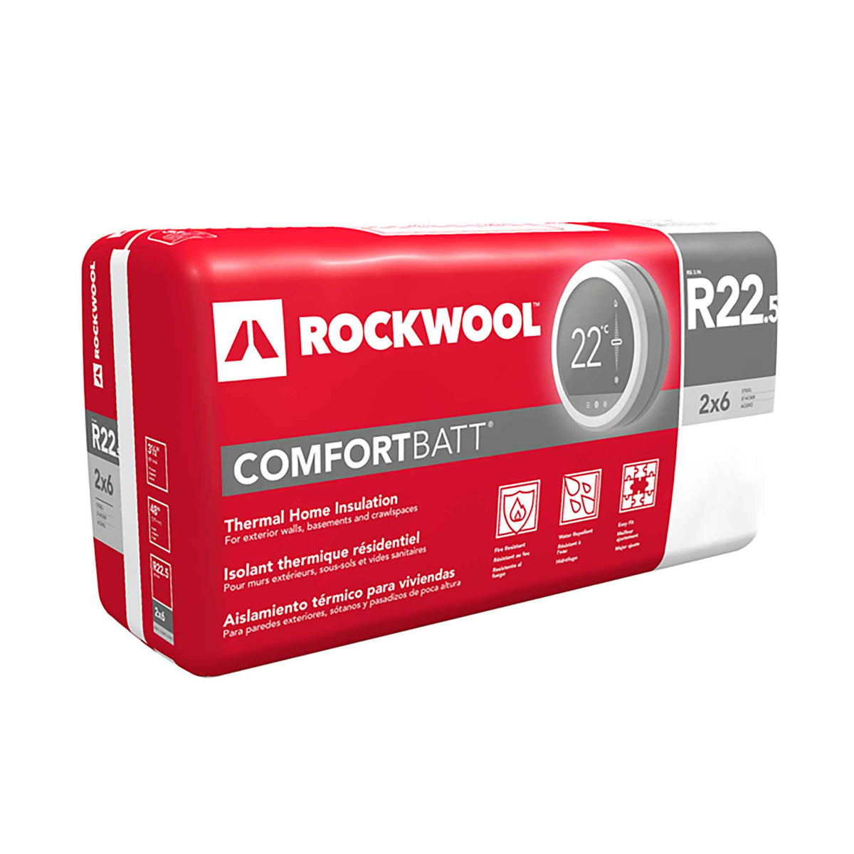 Isolant thermique résidentiel R22,5 Comfortbatt pour ossatures d’acier, 6&quot; x 24-1/4&quot; x 48&quot; (40,4 pi²)