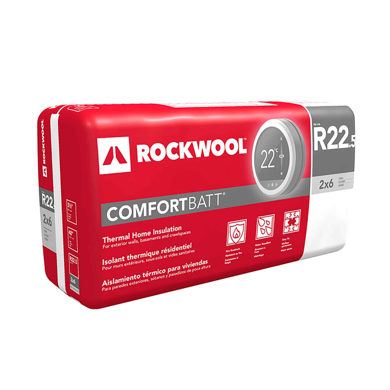 Isolant thermique résidentiel R22,5 Comfortbatt pour ossatures d’acier, 6" x 24-1/4" x 48" (40,4 pi²)