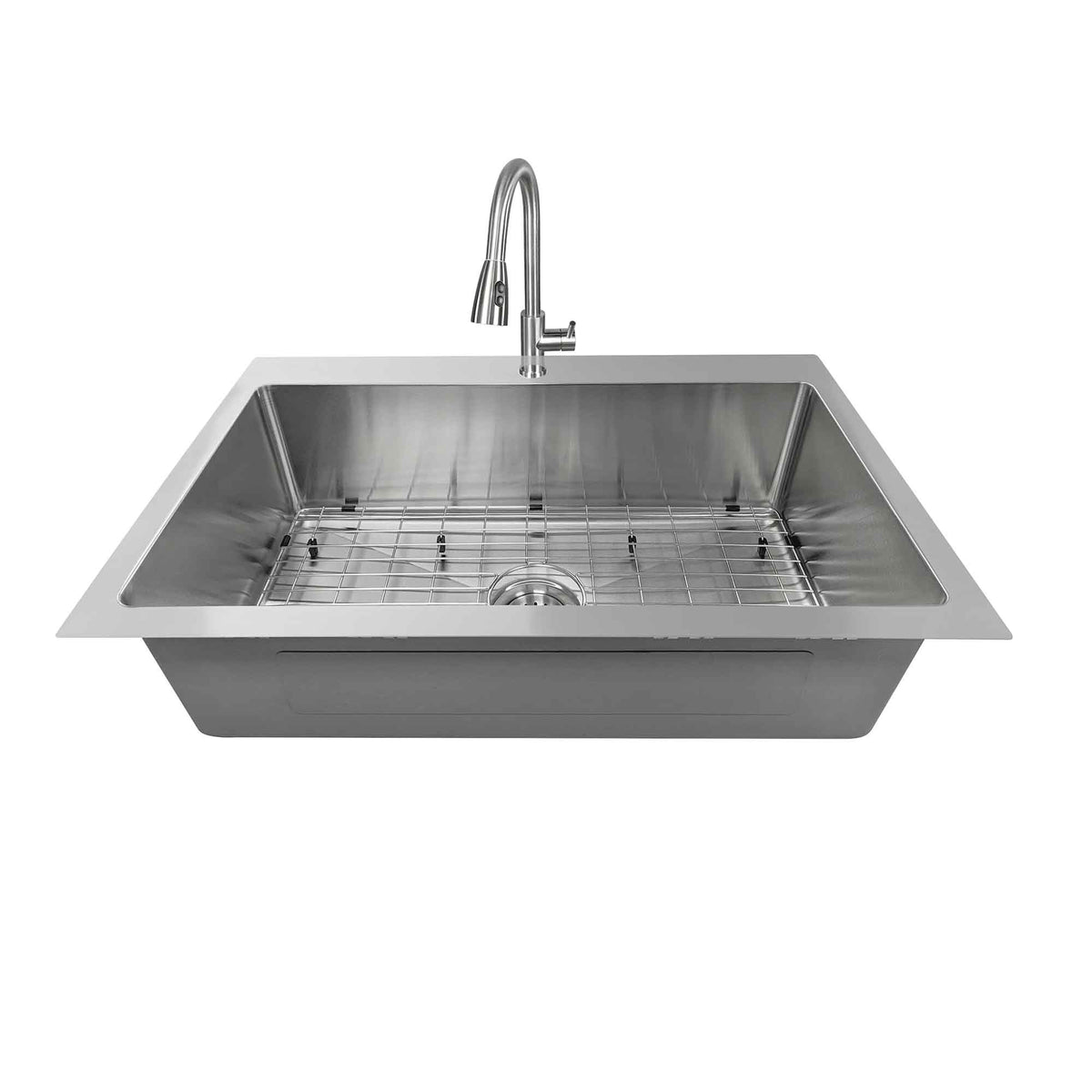 Kit d'évier carré en acier inoxydable avec robinet et grille, 31-5/8'' x 21-7/8'' x 9-1/8''