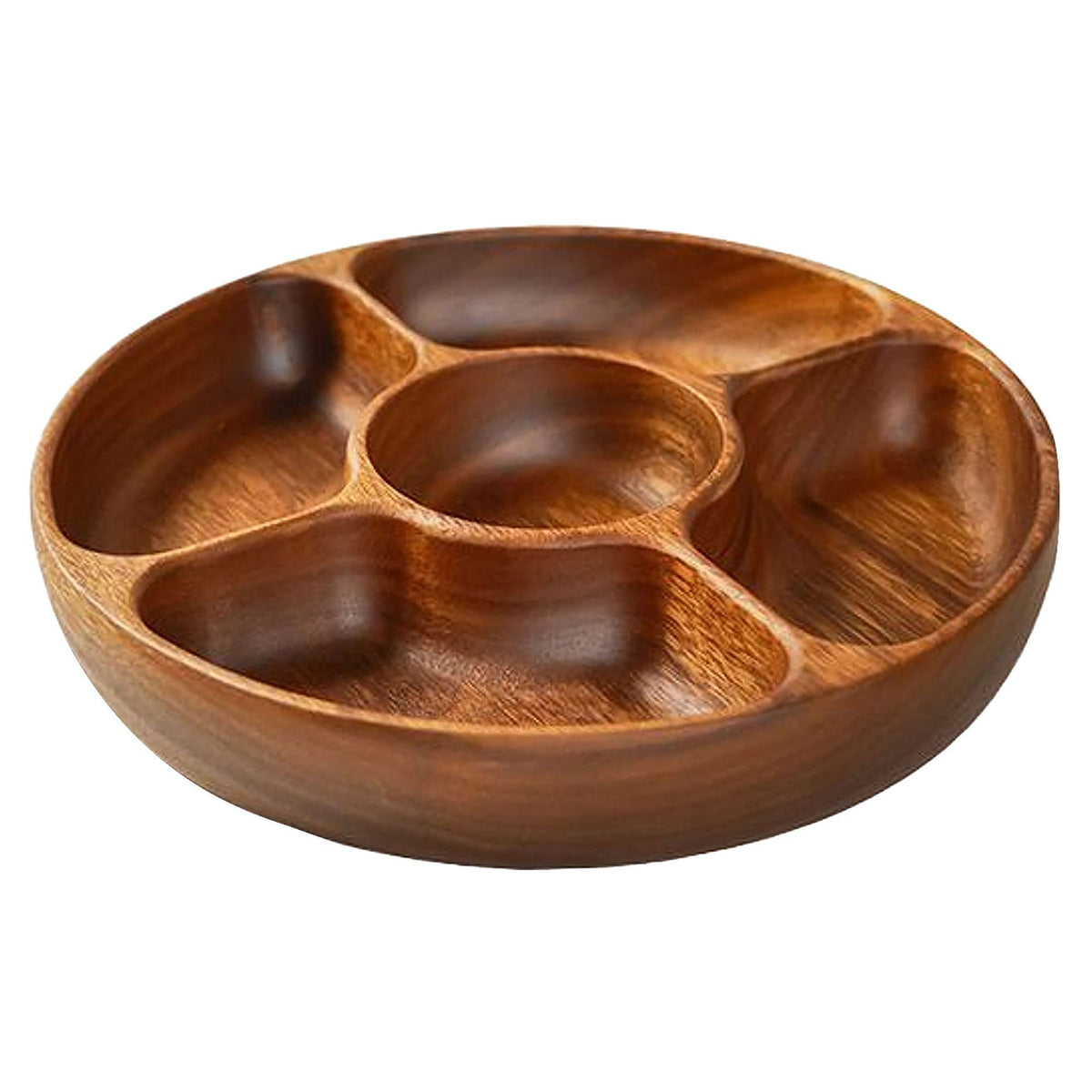 Plateau à 5 compartiments en bois d'acacia, 10"