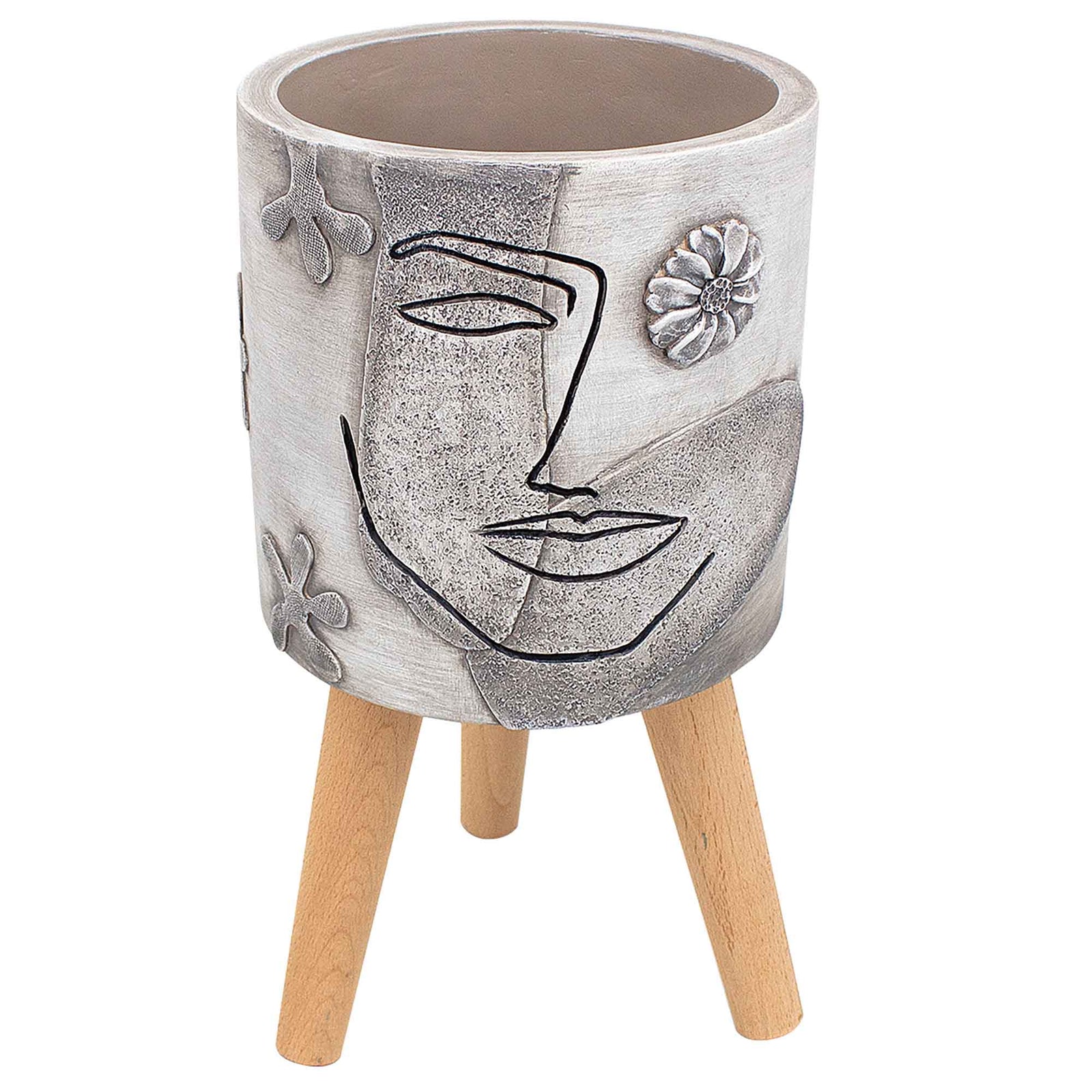 Jardinière sur patte MGO avec visage abstrait, 9" x 16"