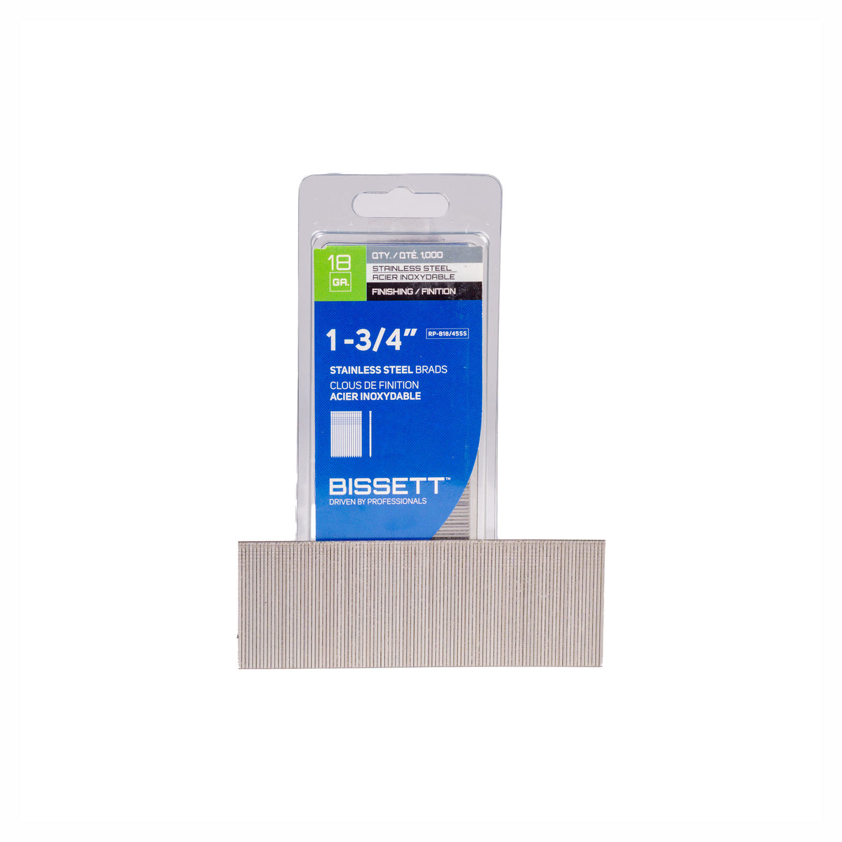 Clous de finition de calibre 18 en acier inoxydable, 1-3/4" (1 000 unités)