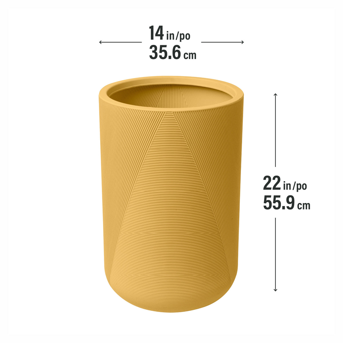 Jardinière Gavin en résine durable, 14" x 22" ( jaune safran)