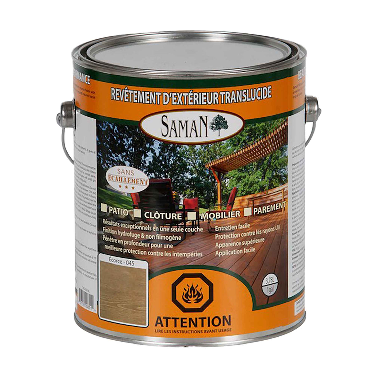 Revêtement extérieur translucide à l'huile écorce, 3,78 L