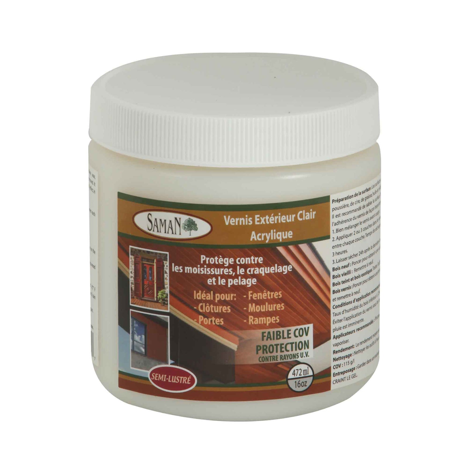 Vernis extérieur clair à l'acrylique semi-lustré, 472 ml      