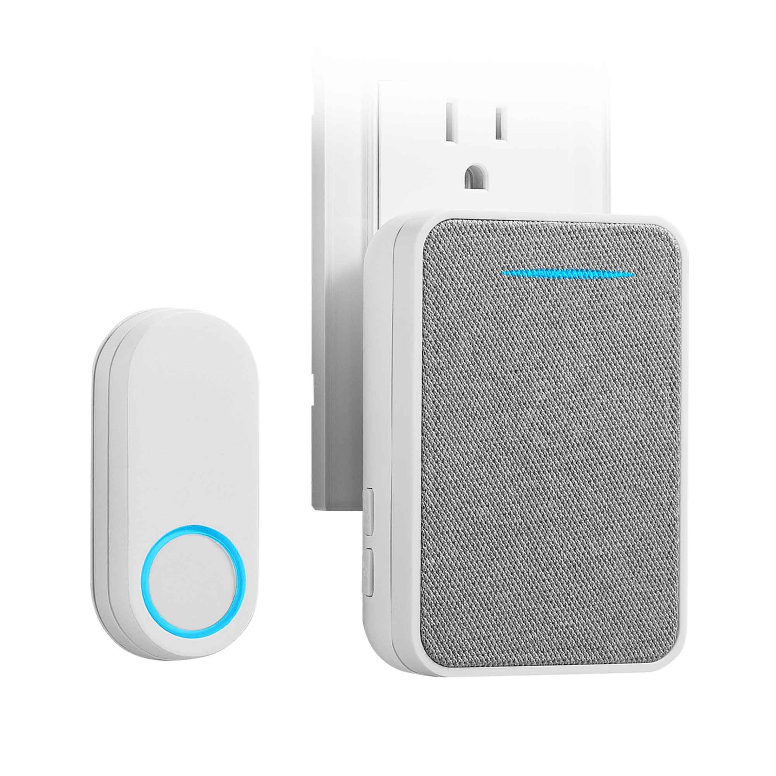 Ensemble d'une sonnette sans fil avec carillon enfichable, blanc