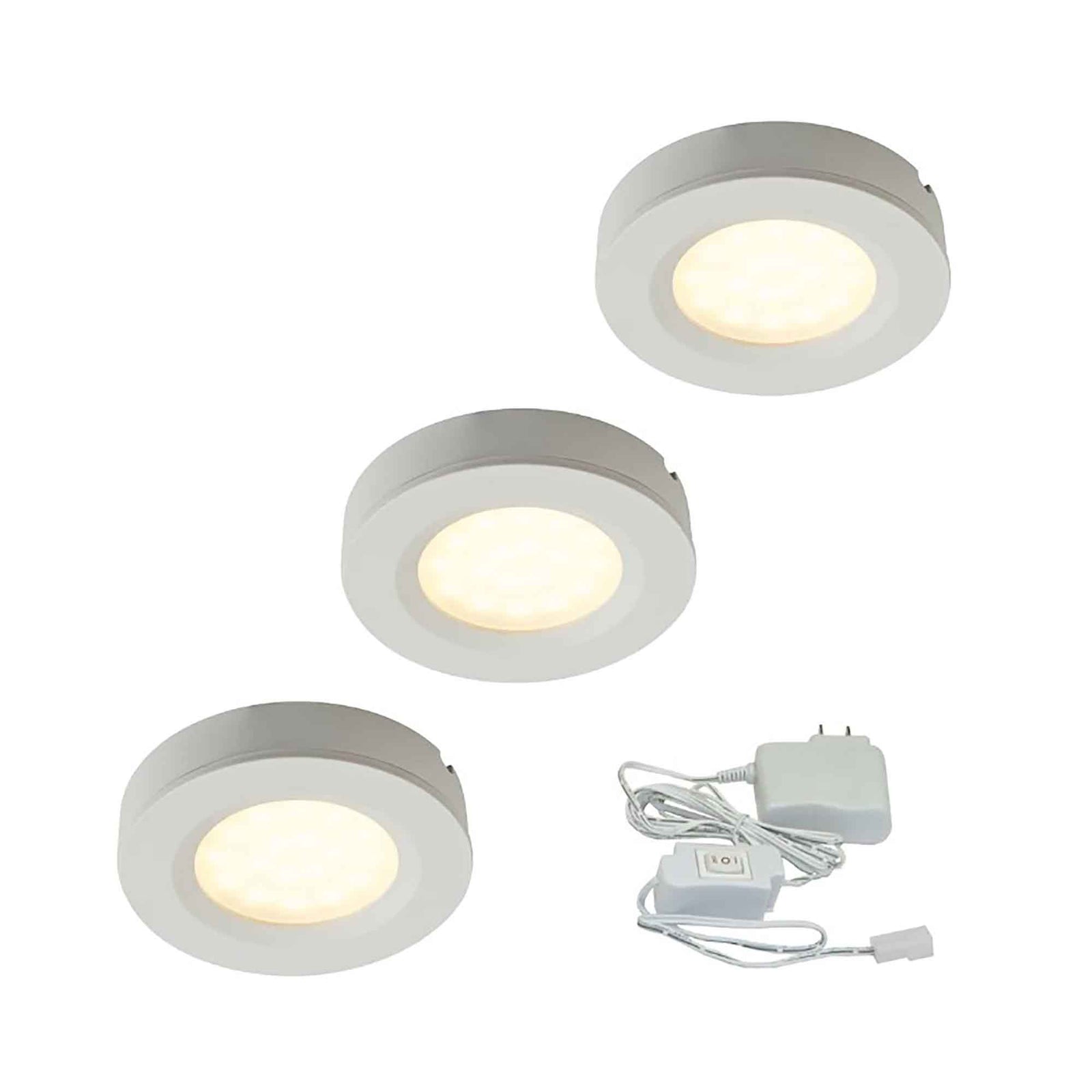 Ensemble de 3 rondelles DEL pour montage sous cabinet, blanc