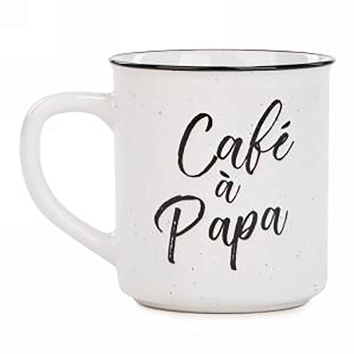 Tasse blanche avec inscription en noir &quot;Café à Papa&quot;, 3,5&quot; x 4&quot;