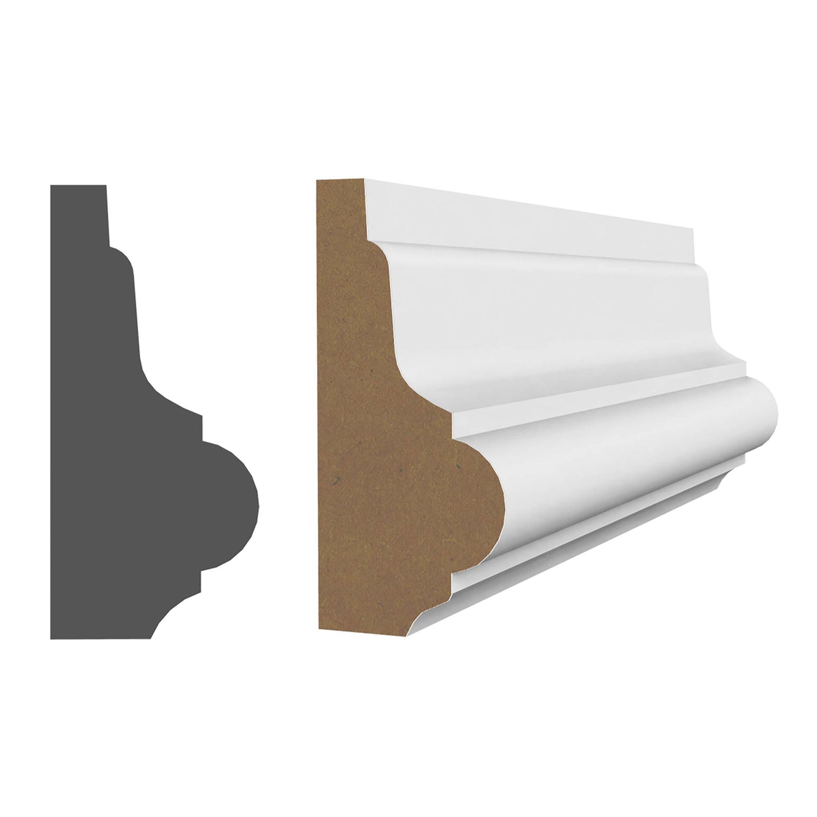 Cimaise en MDF avec apprêt blanc  3/4" x 1-5/8" x 8'