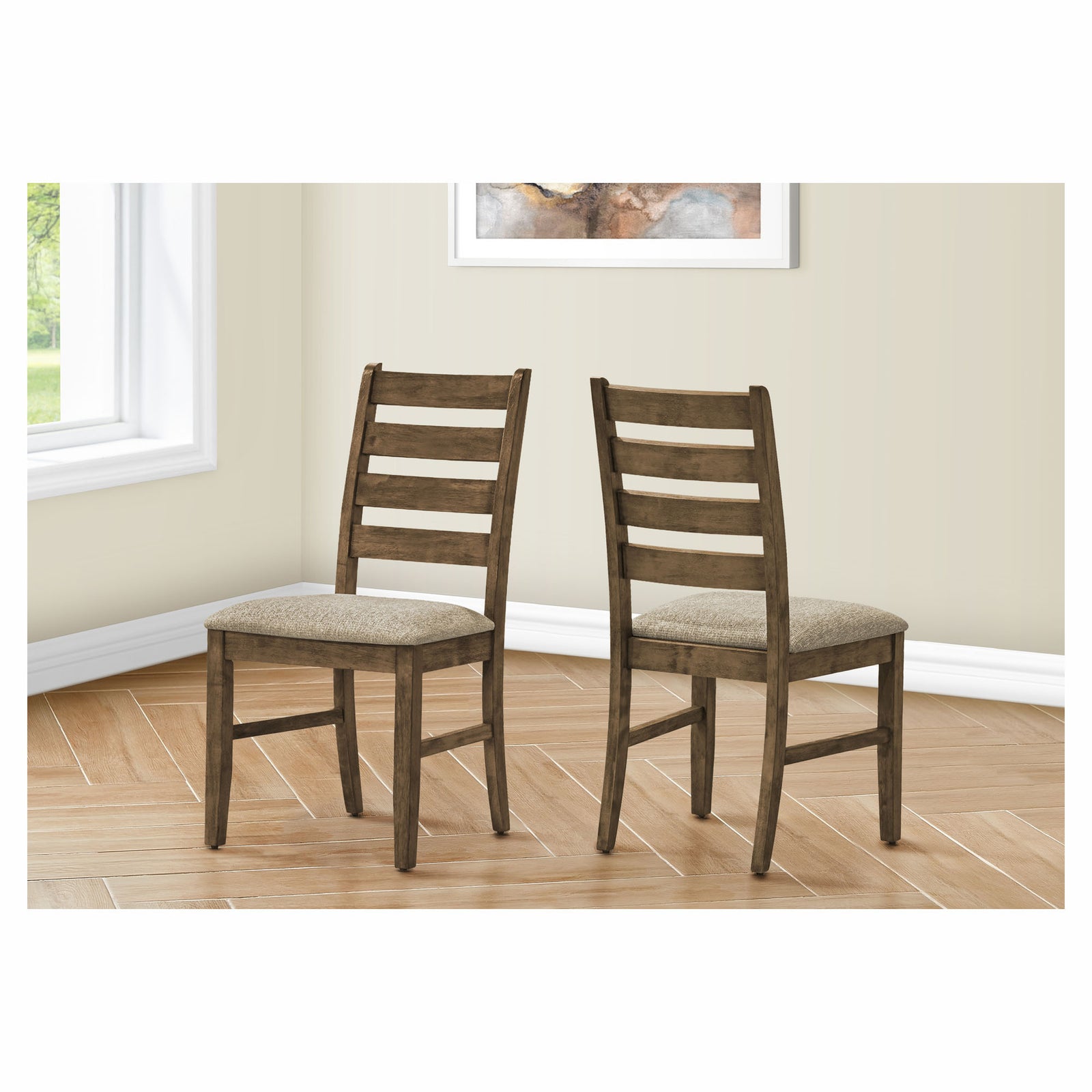 Ensemble de chaises de salle à manger en bois avec tissu beige, 2 unités
