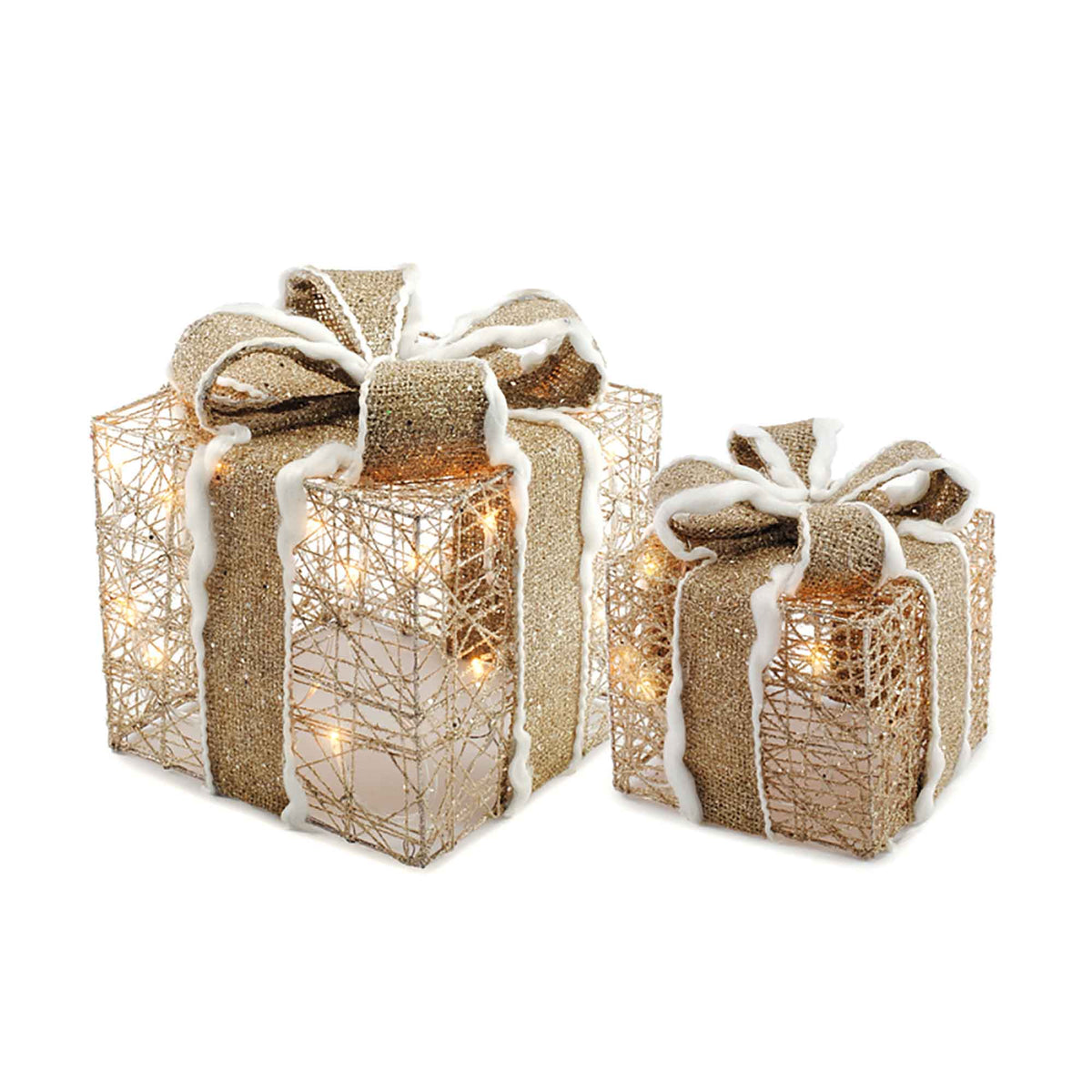 Coffret cadeau avec nœud en lin givré, 2 unités