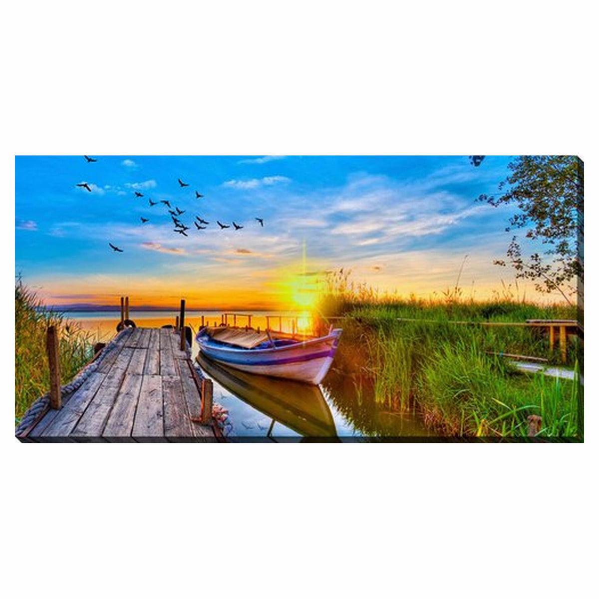 Canevas de coucher de soleil au bord du lac, 30" x 60"