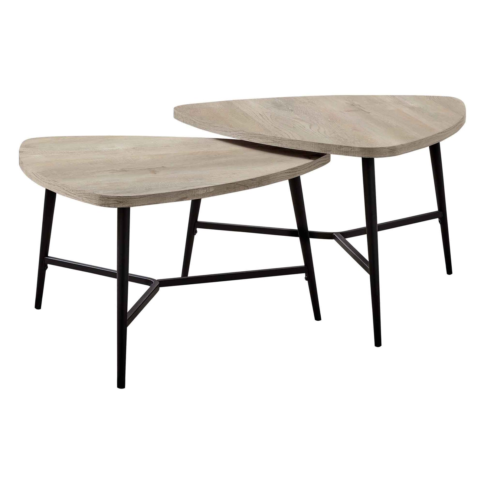 Ensemble de tables de salon en stratifié beige et métal noir, 2 pièces
