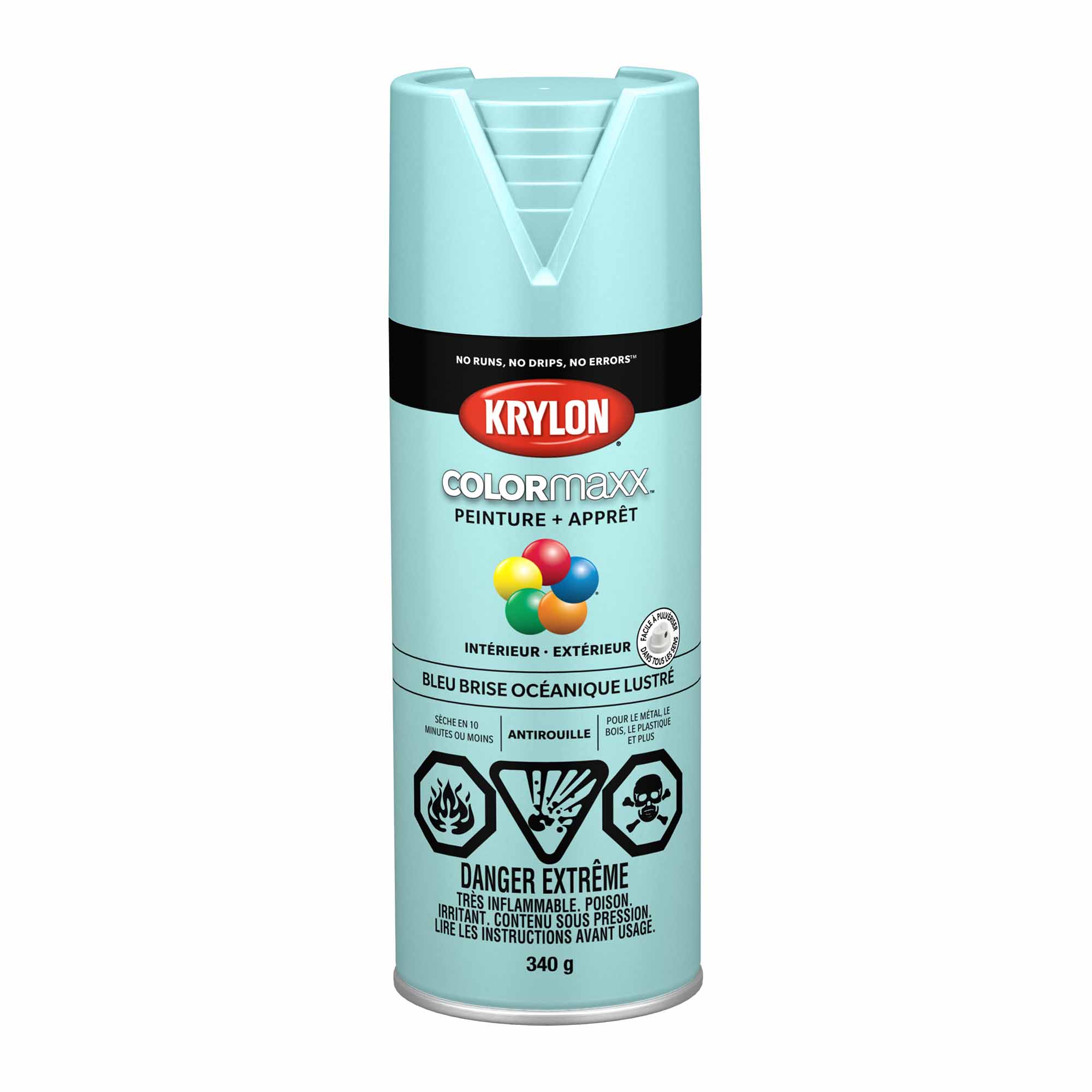 Krylon aérosol COLORMAXX peinture + apprêt bleu brise océanique lustré, 340 g