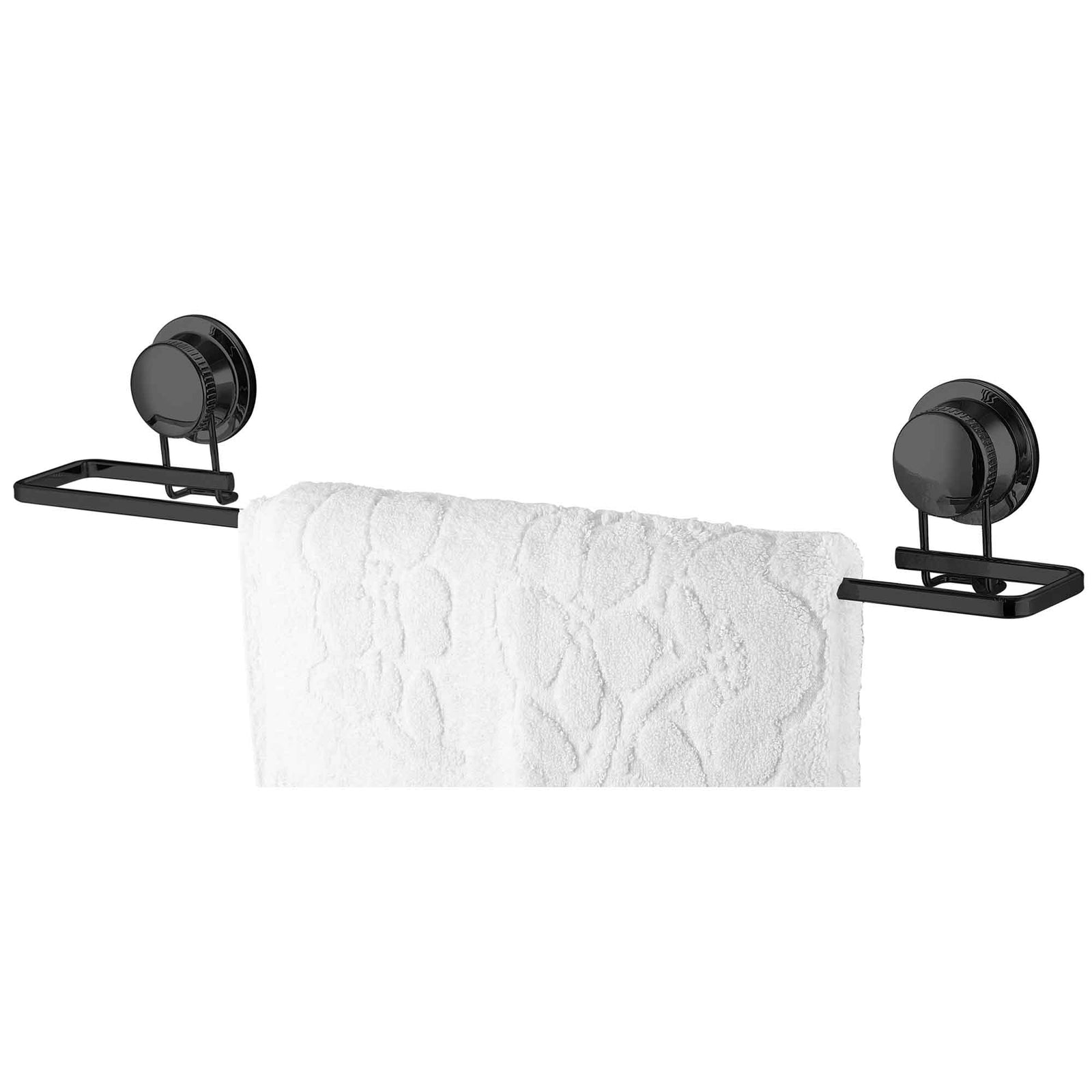 Barre porte-serviettes noire mate à ventouses, 18''