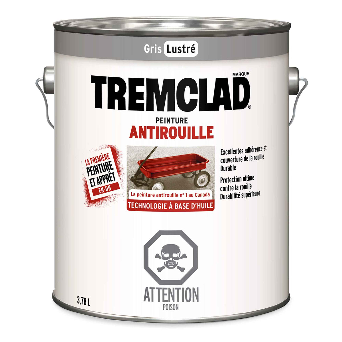 Tremclad peinture antirouille à base d&#39;huile gris lustré, 3,78 L