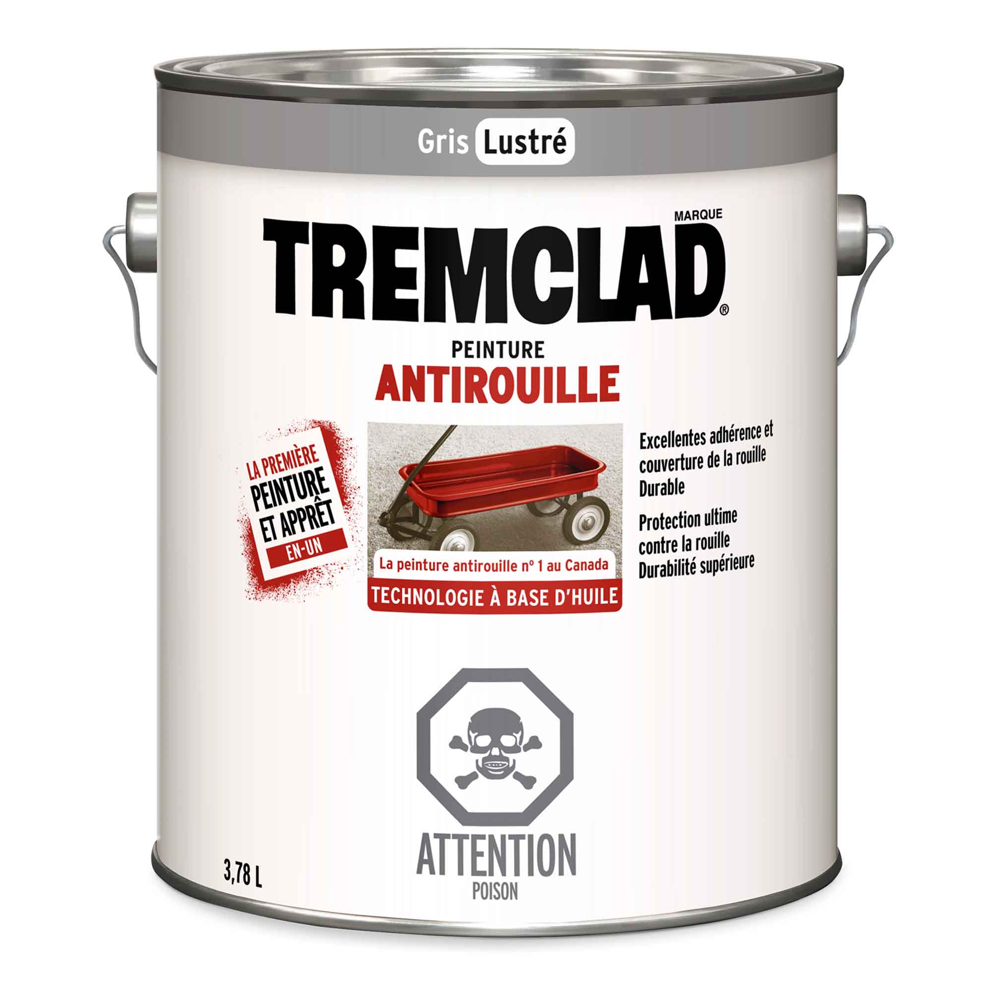 Tremclad peinture antirouille à base d'huile gris lustré, 3,78 L