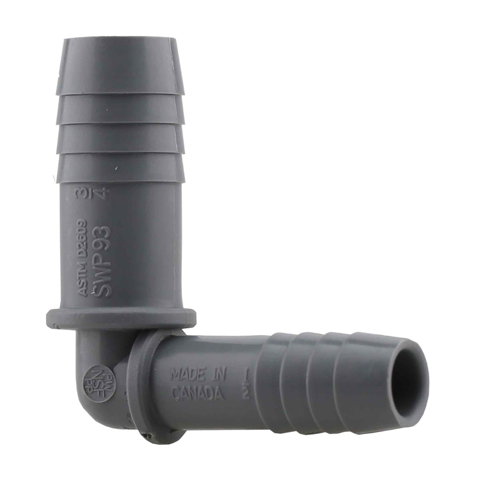 Coude réduit de 90° insertion x insertion, 1/2'' x 3/4"