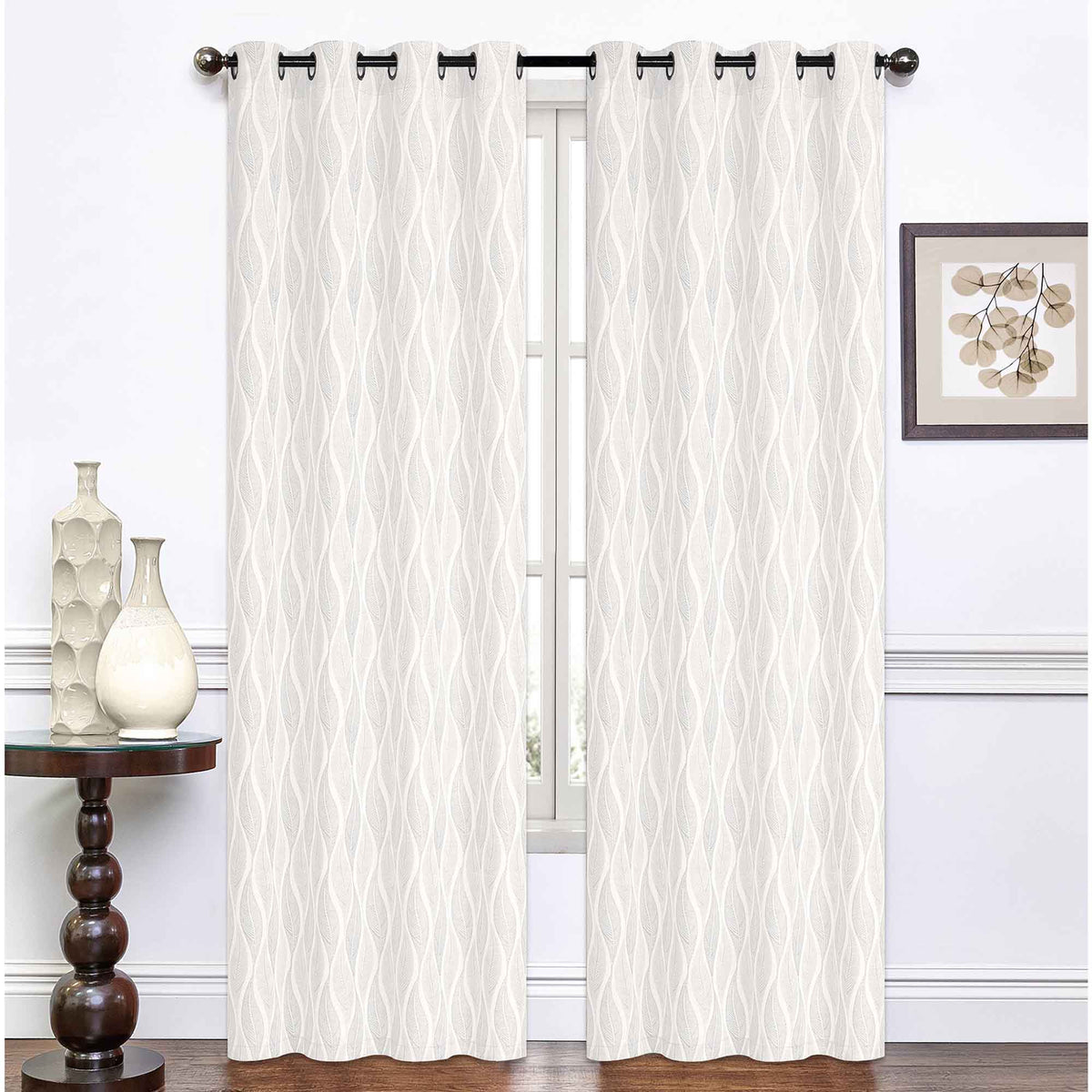Panneau de rideau tissé Jacquard Lennox, 54'' x 84'' (blanc)