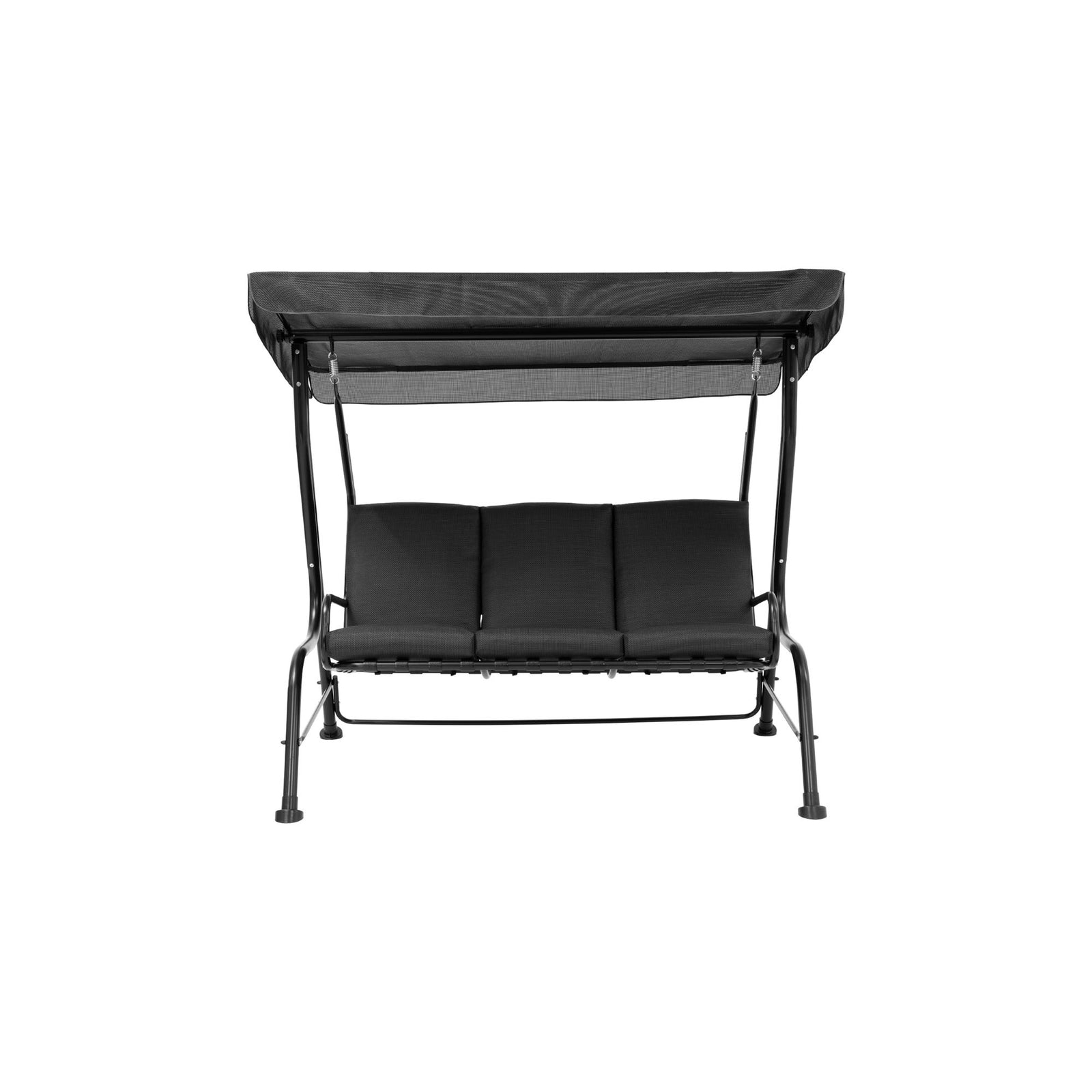 Balançoire à 3 places avec toiture, noir