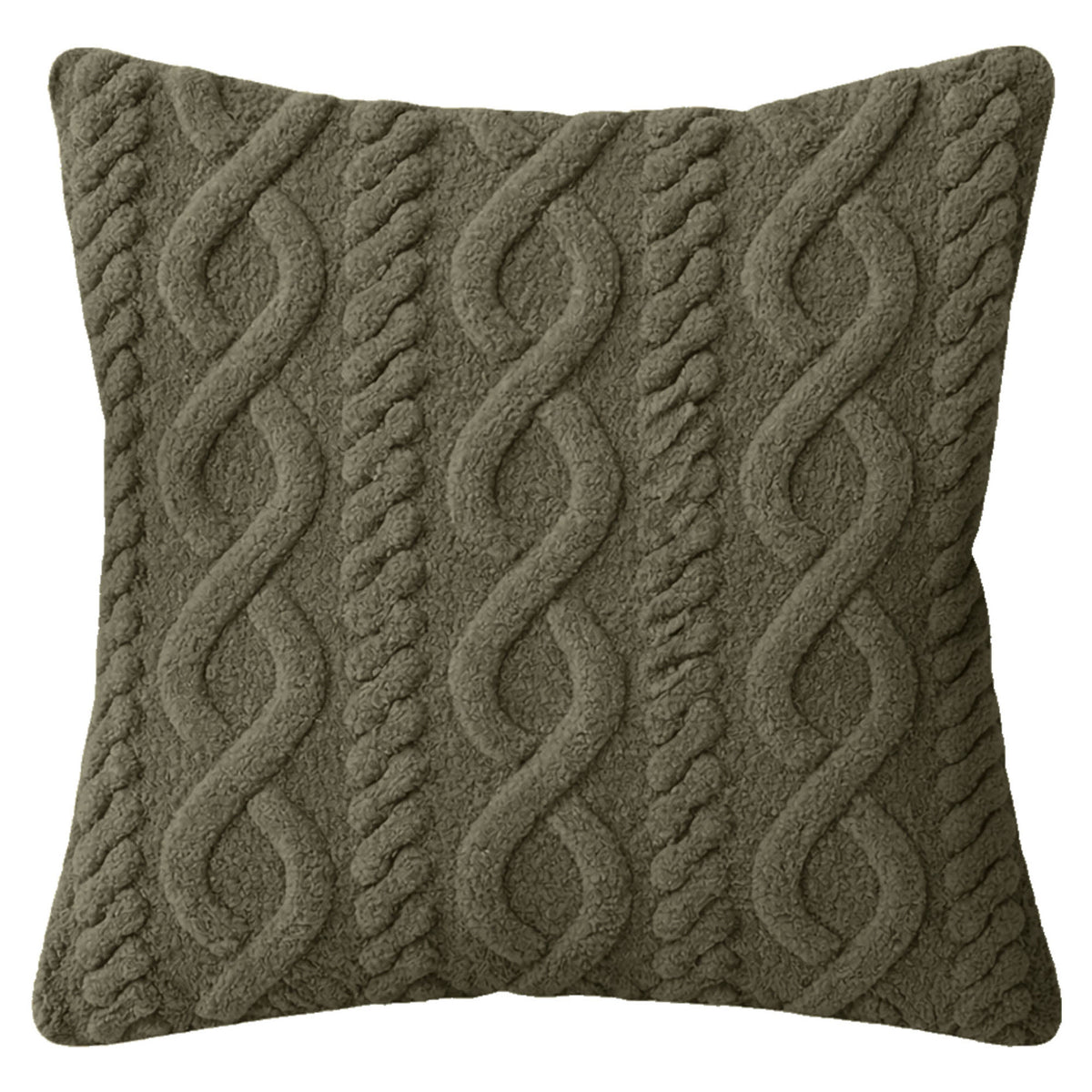 Coussin en tricot torsadé, vert (17" x 17")