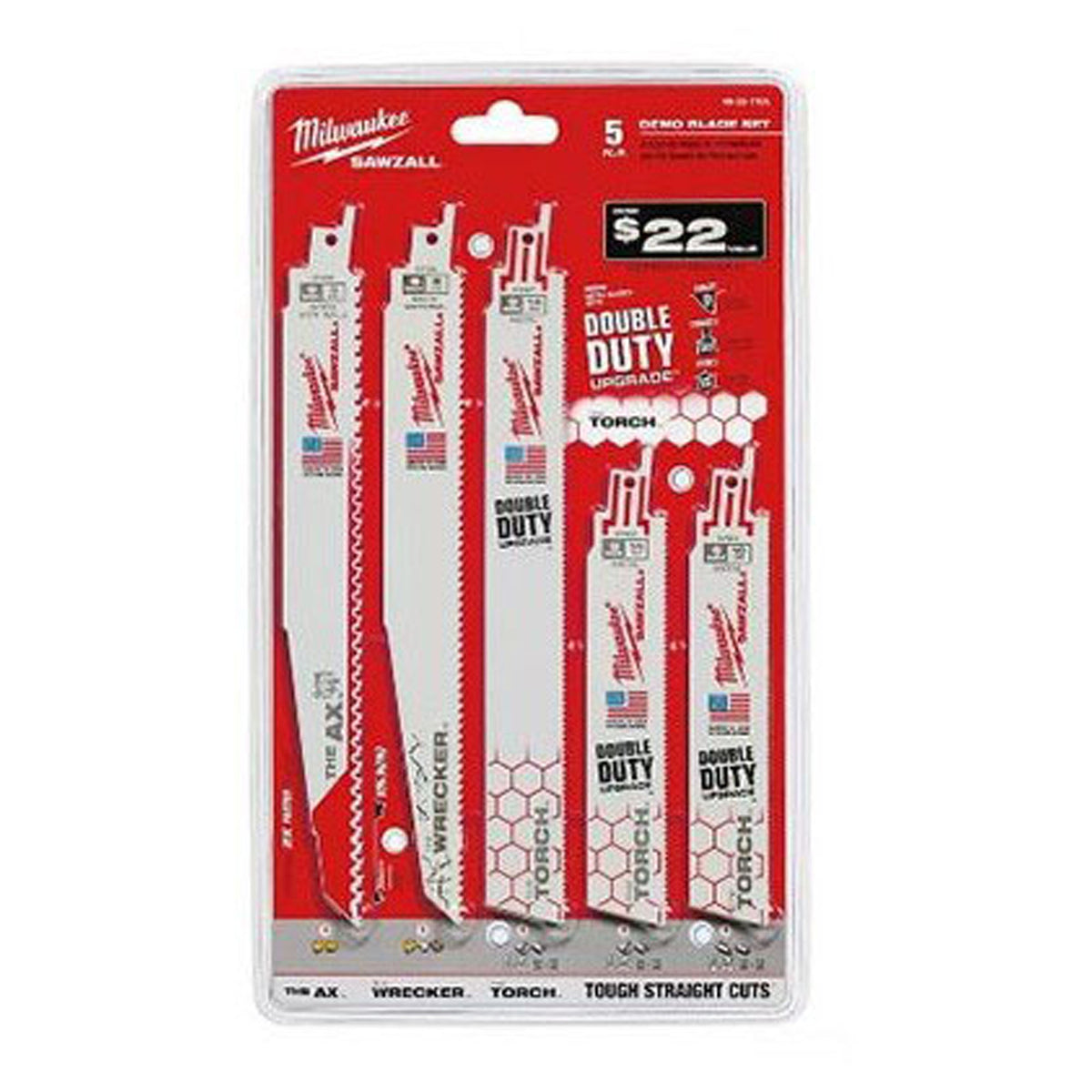Trousse de lames bimétalliques de démolition pour scie alternative, 5 pièces