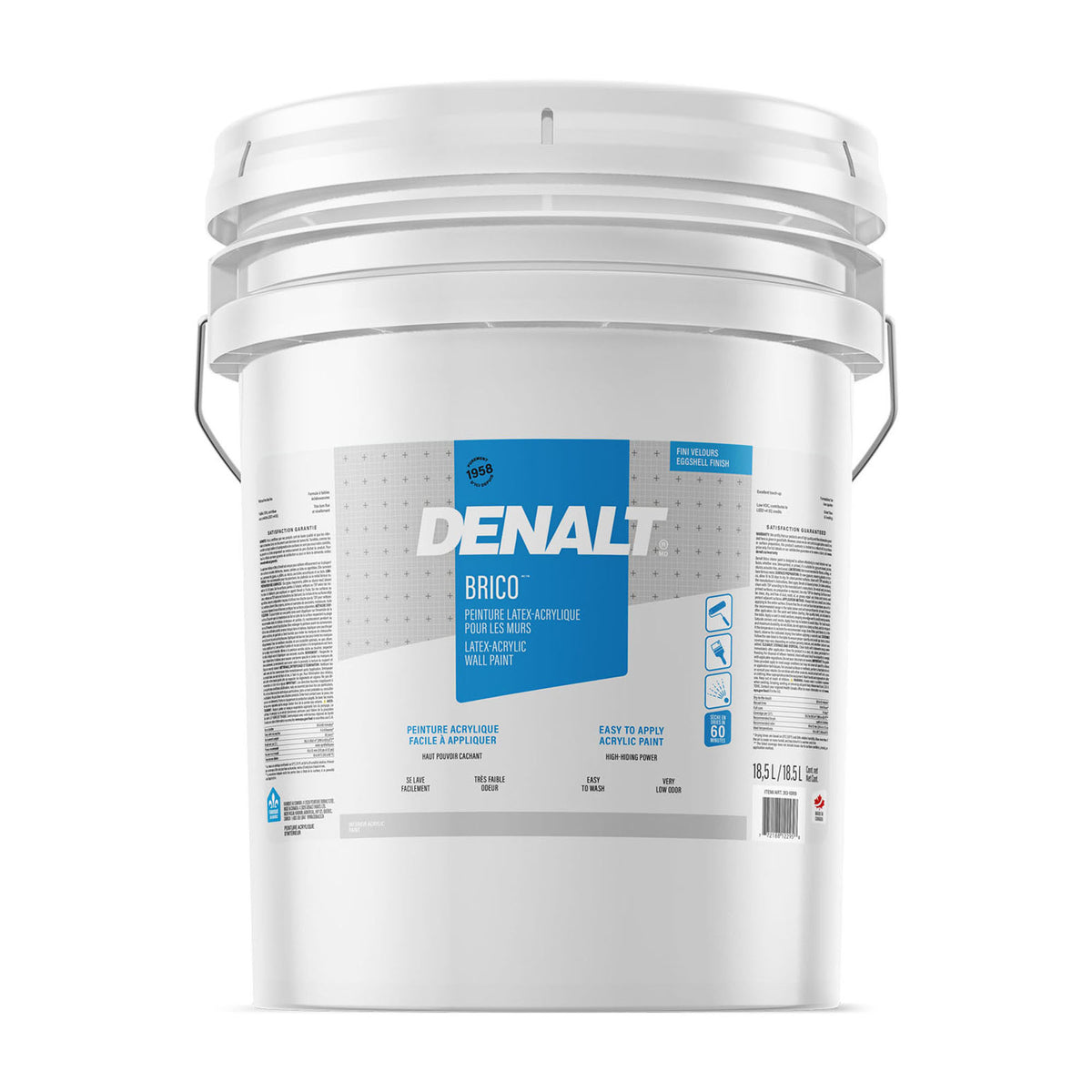 Peinture d'intérieure Brico latex-acrylique pour murs velours base 1, 18,5 L