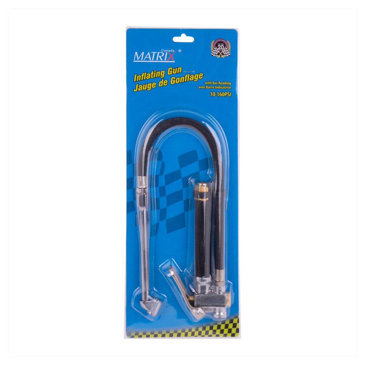 Gonfleur de pneus avec manomètre à barre, 160 PSI