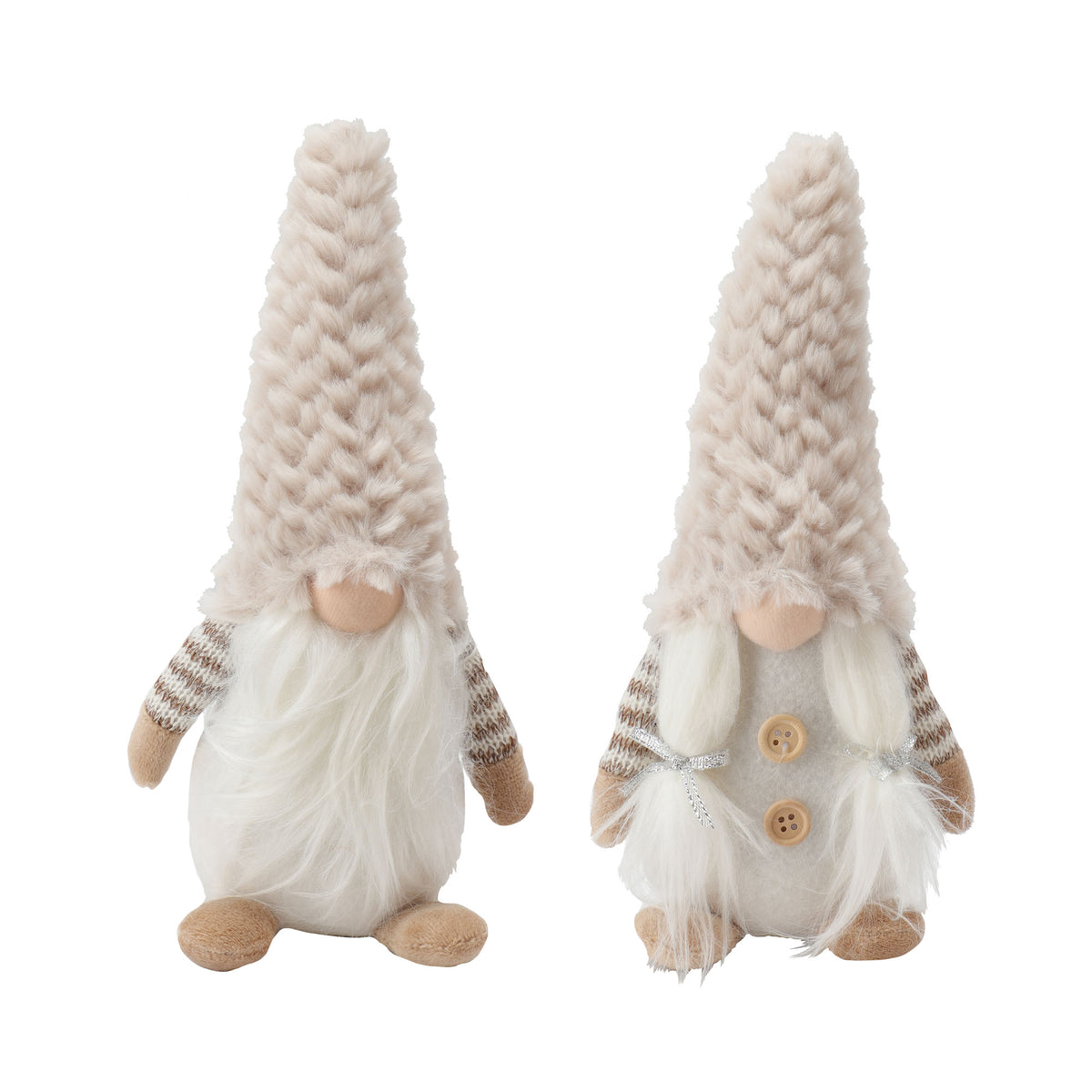 Gnome Père Noël debout avec chapeau en fourrure, 10" (choix entre 2 modèles)