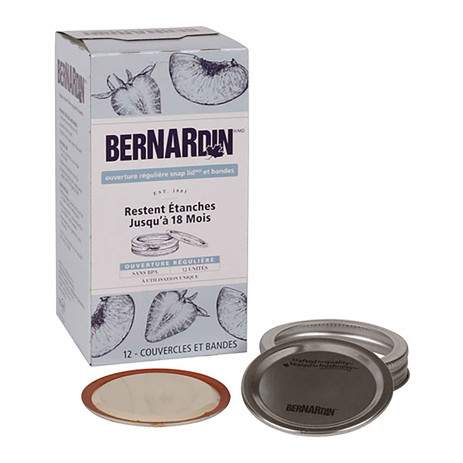 Couvercles Snap Lid et anneaux pour pots Mason à ouverture régulière, 12 unités