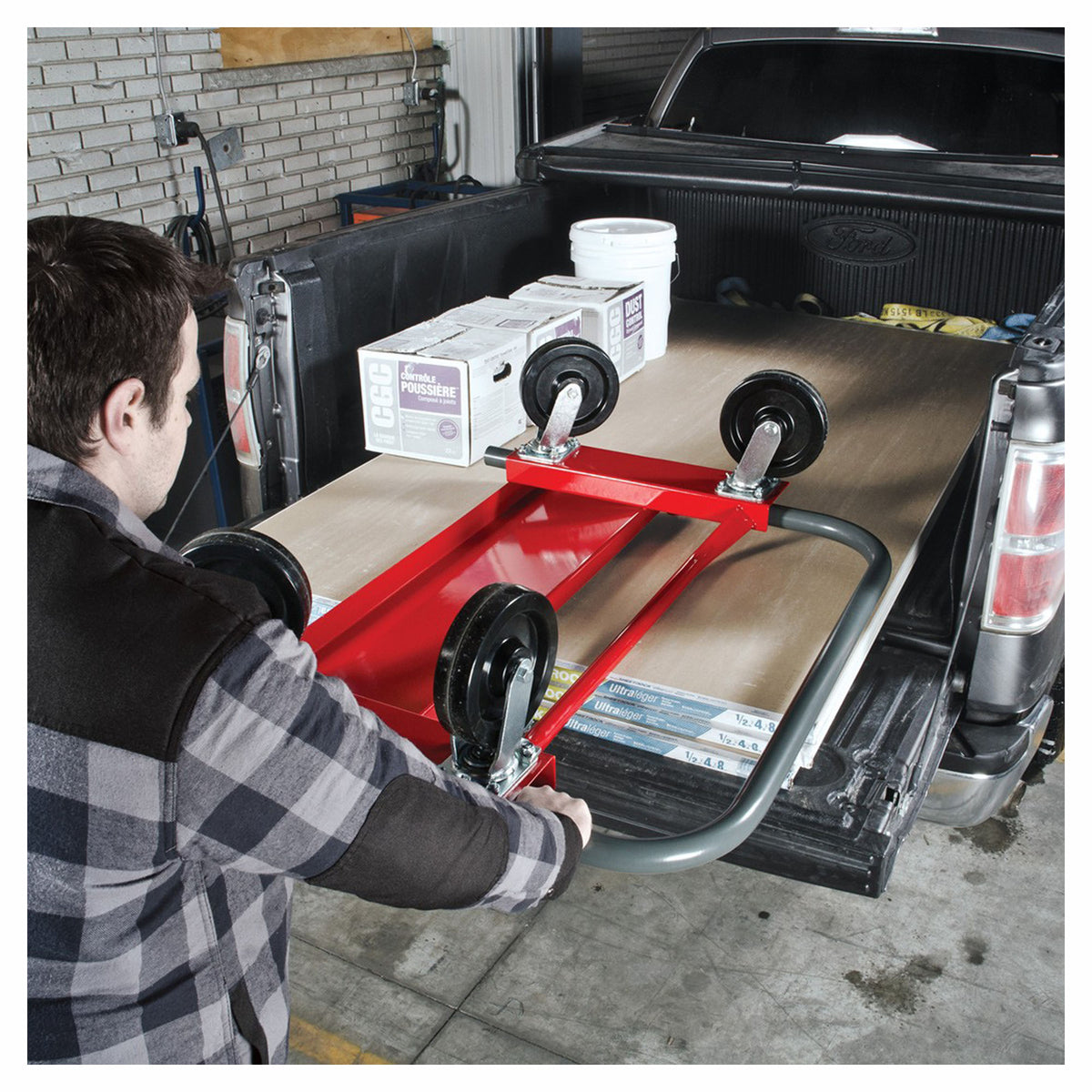 Chariot à gypse Pro Buildman avec plateau et poignée amovible, 44,25" x 22" x 47,25"