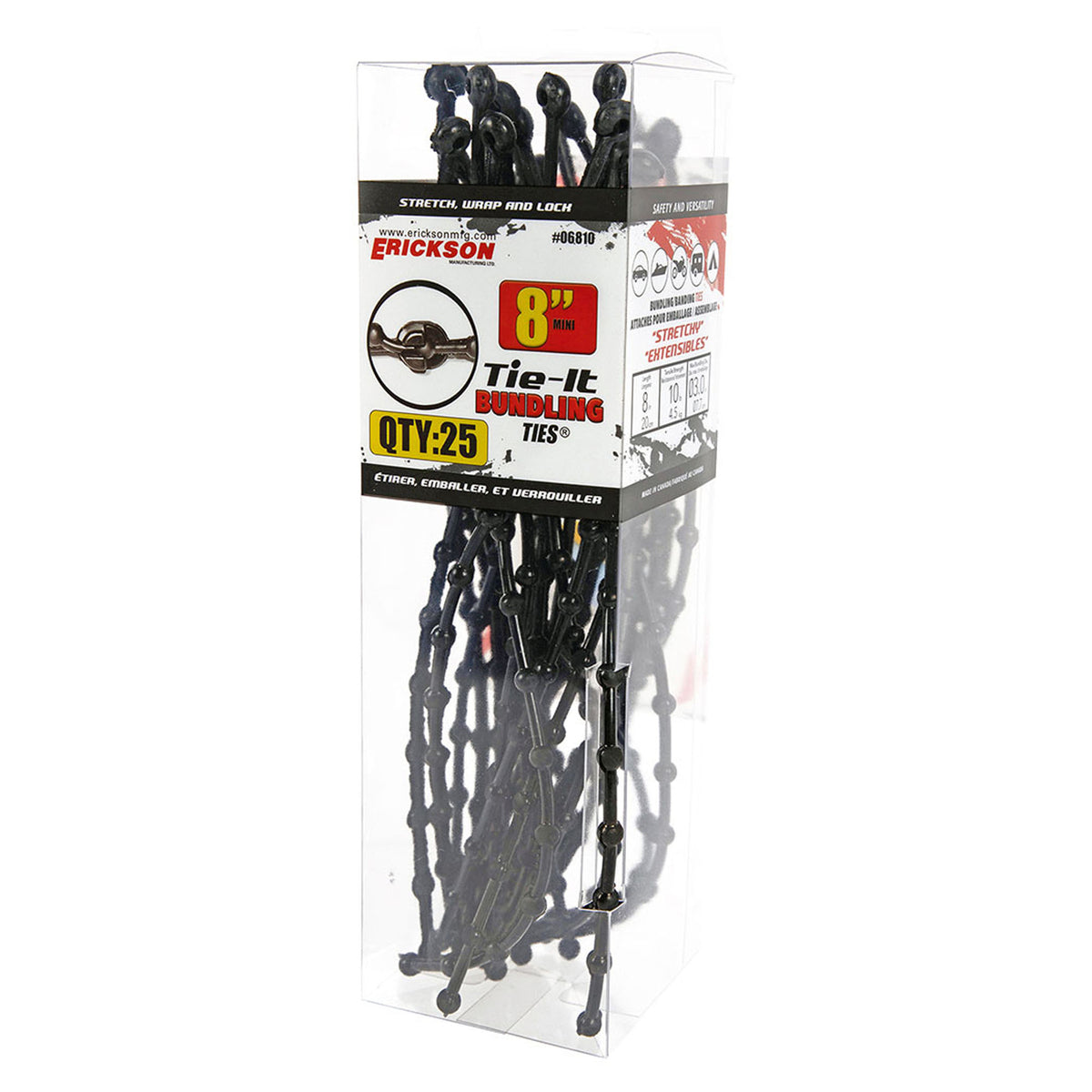 Attache en caoutchouc EPDM "Tie-It", 3/8" x 8" (25 unités)