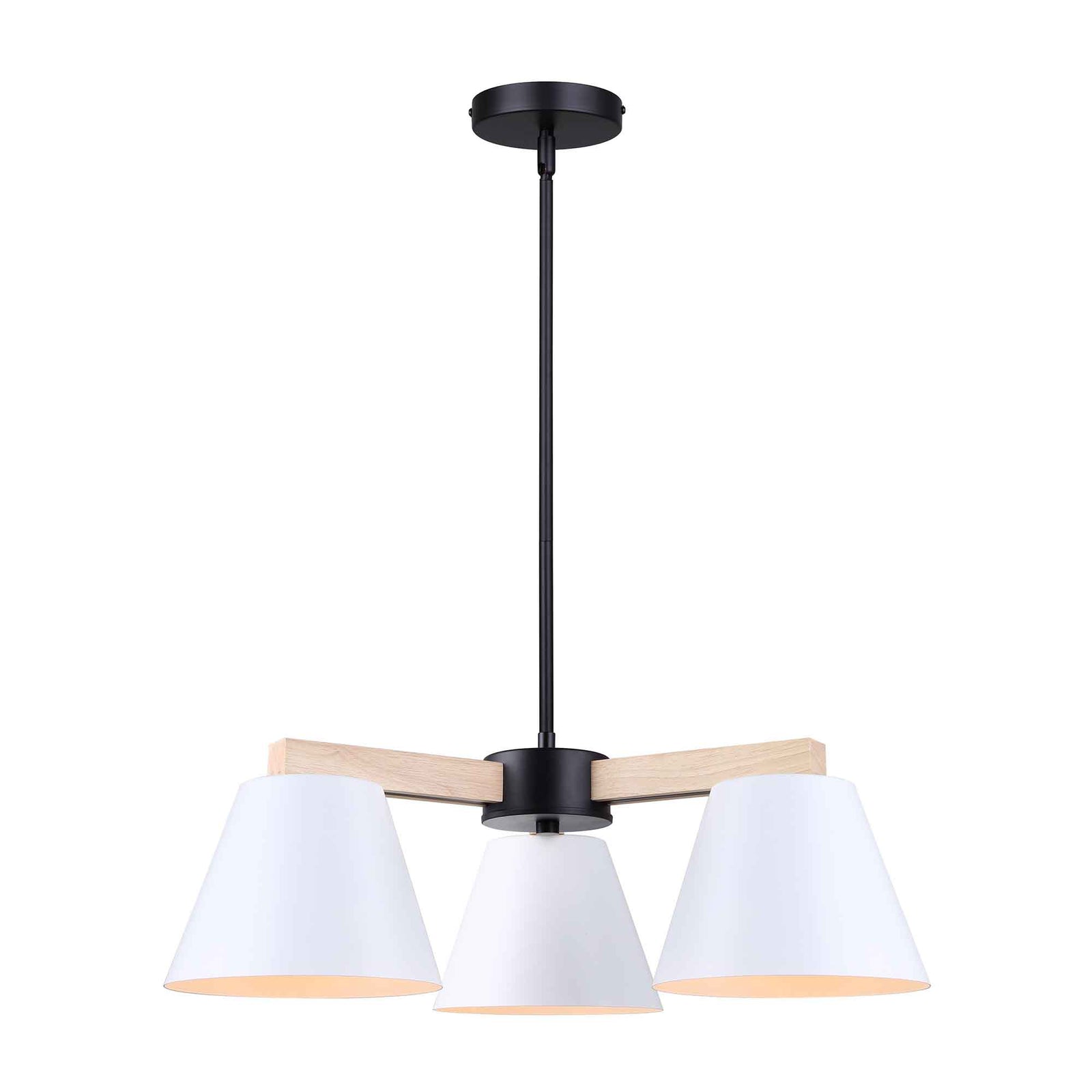 Luminaire suspendu Harlyn avec véritable bois, 3 ampoules 