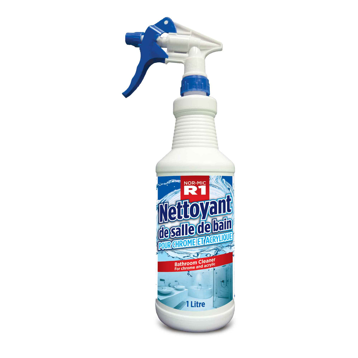 Nettoyant de salle de bain pour chrome et acrylique NOR-MIC R1, 1 L