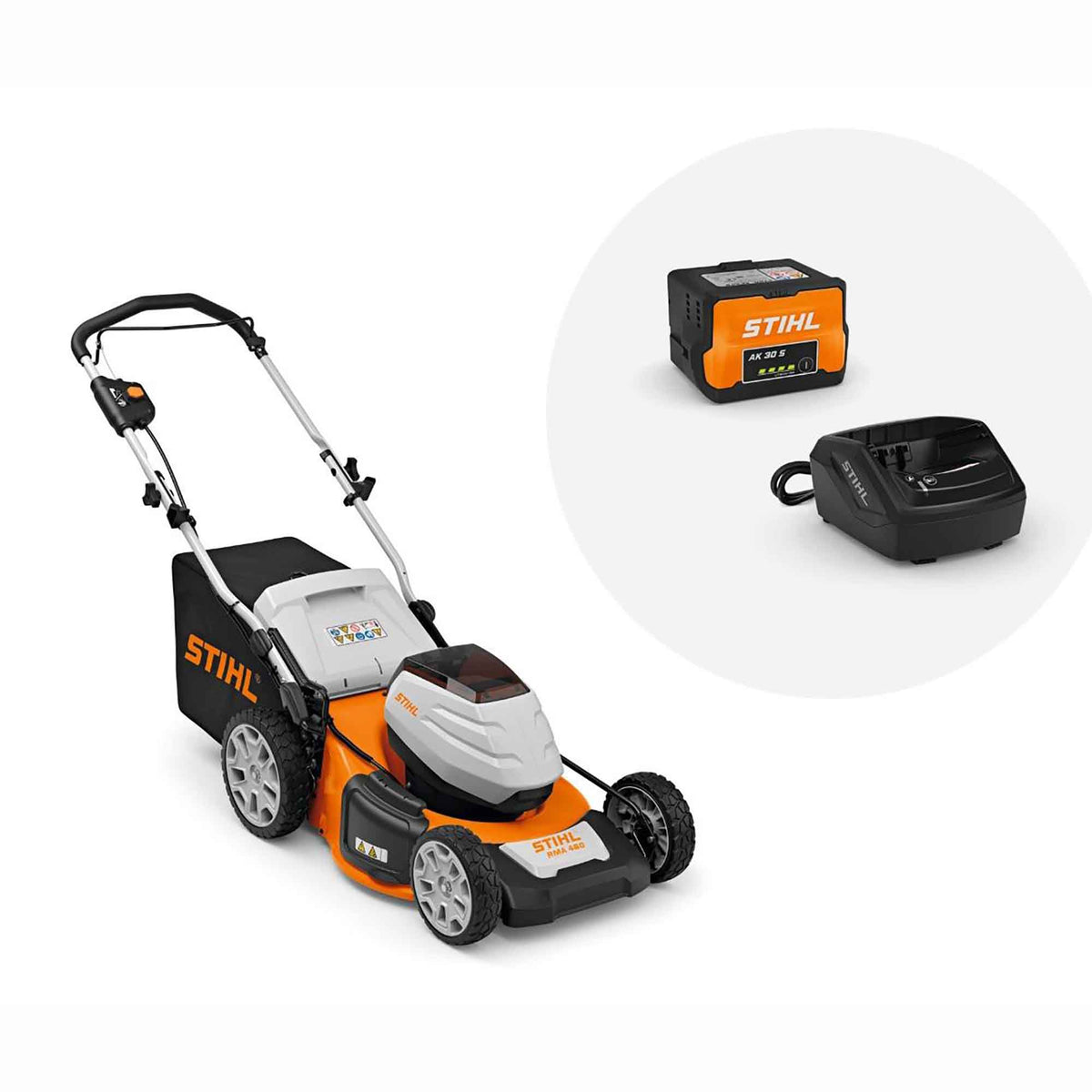 Ensemble d'une tondeuse RMA 460 avec batterie AK 30 et chargeur, 18"