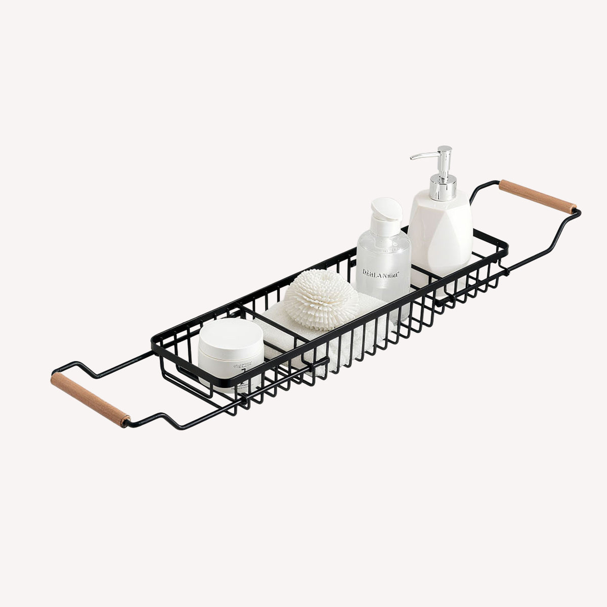 Rangement de baignoire extensible noir, 27,6" à 35,6"