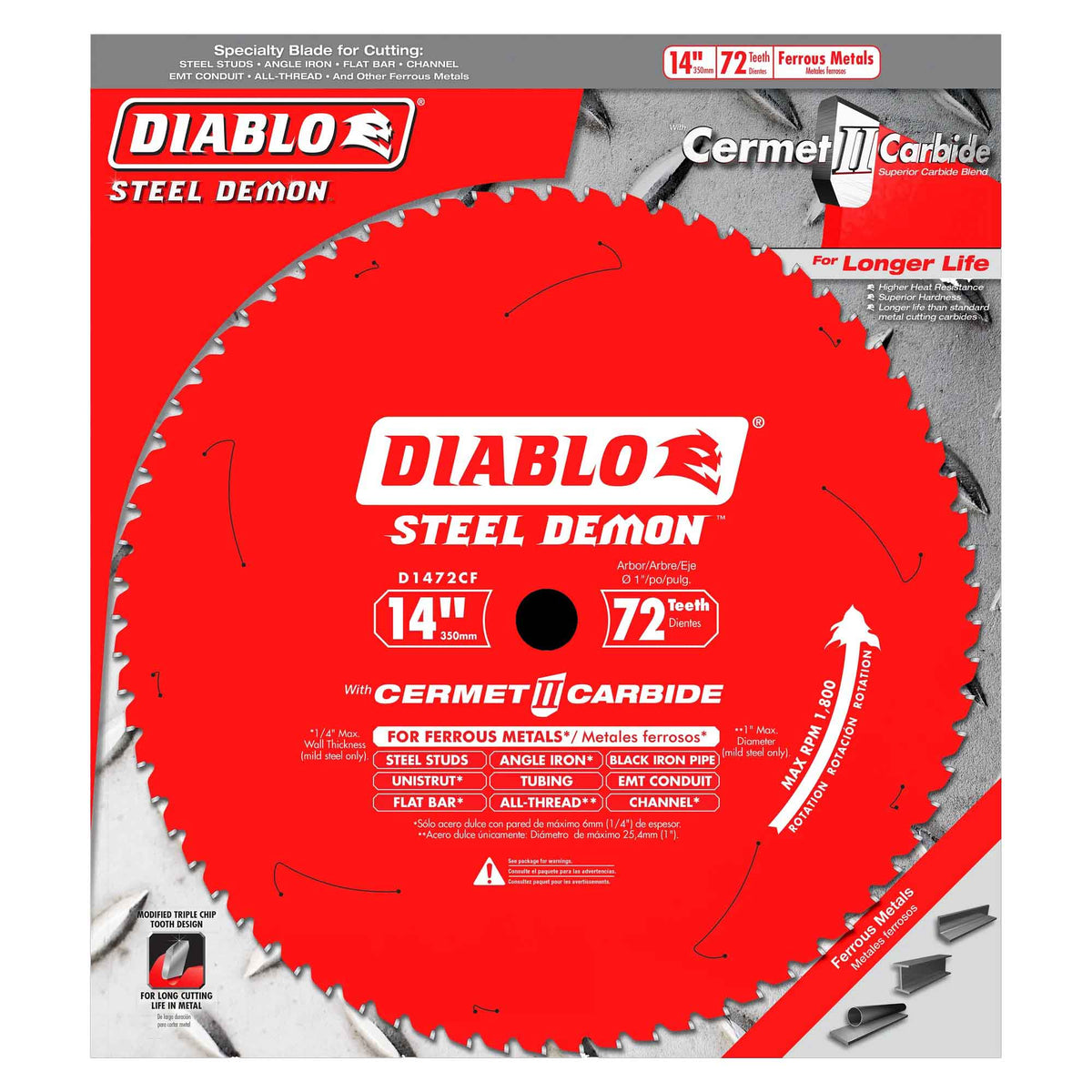 Lame de scie pour métaux moyens à 72 dents, 14''