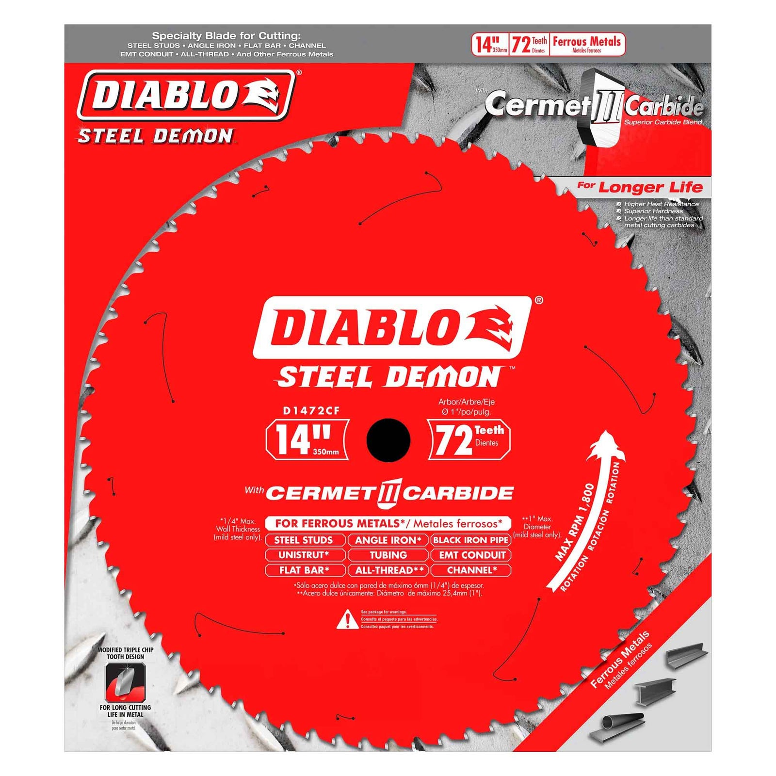 Lame de scie pour métaux moyens à 72 dents, 14''