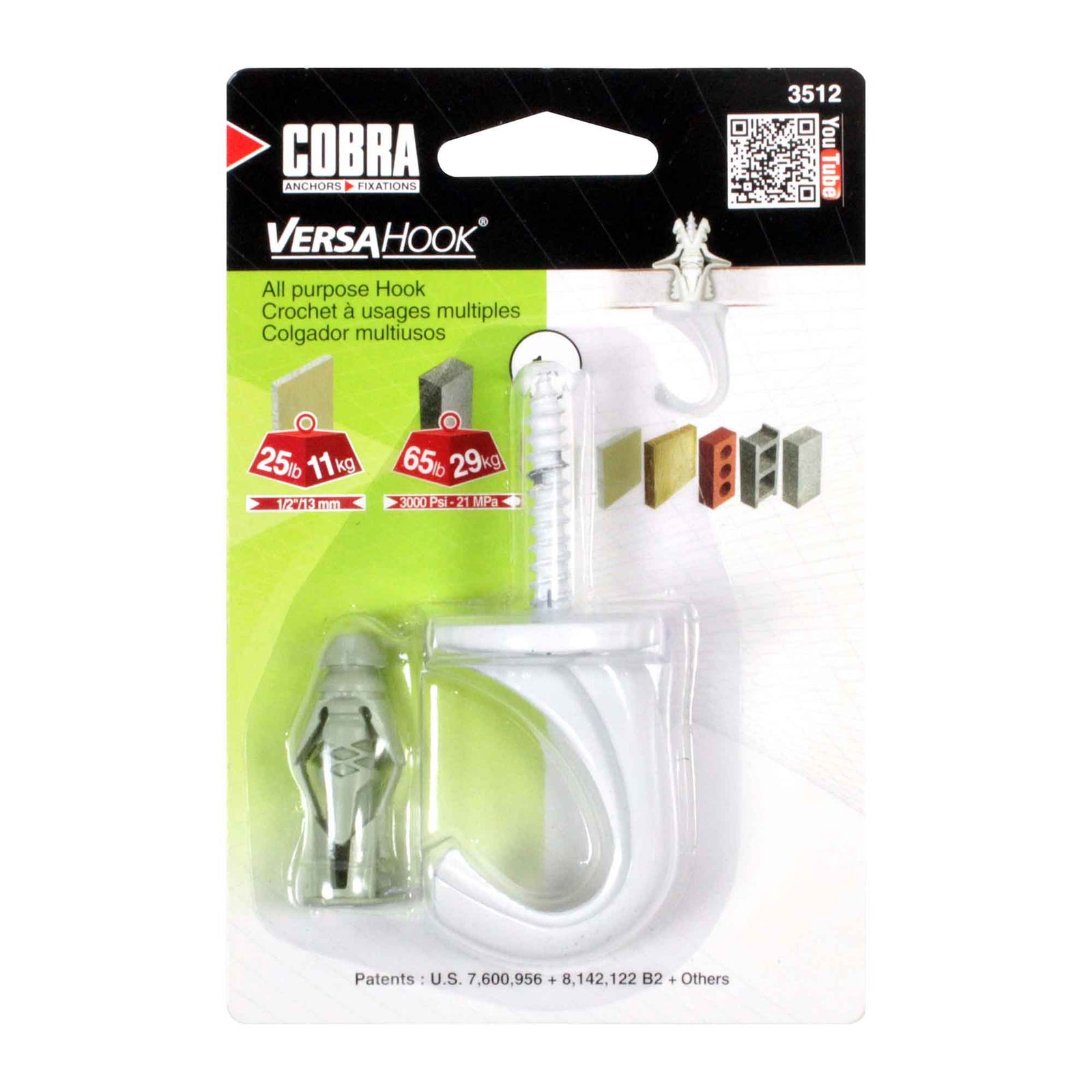 Crochet à usage multiple Versahook, large (blanc)
