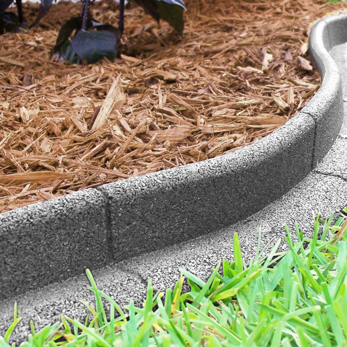 Bordure de jardin EcoBorder avec ancrages, 48" x 3" x 3" (gris)