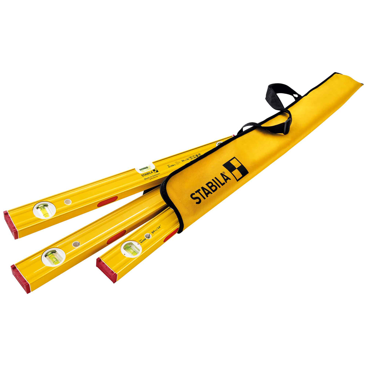 Ensemble de 3 niveaux magnétiques PRO Type 80 ASM avec pochette de transport, 48'' / 24'' / 12''