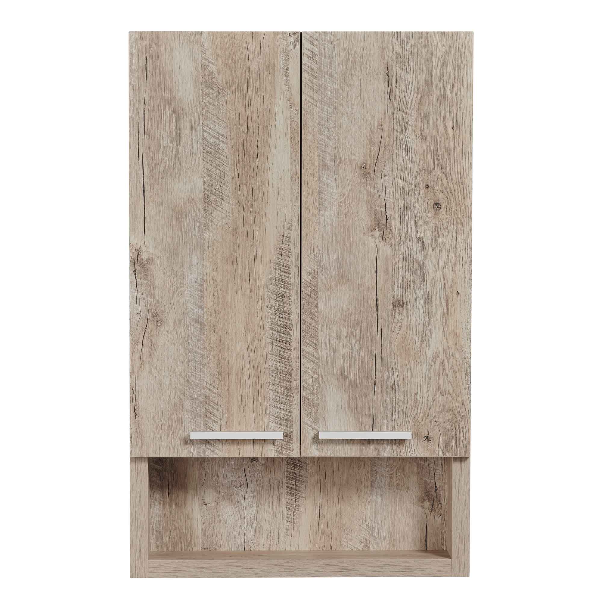 Armoire murale laqué de 2 portes et 1 étagère inférieure ouverte, 22" x 6-1/8" x 35-1/2"