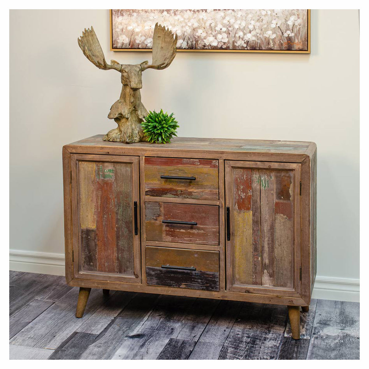Commode rustique en bois à 3 tiroirs, 38-1/2" x 15-1/4'' x 29-1/2"